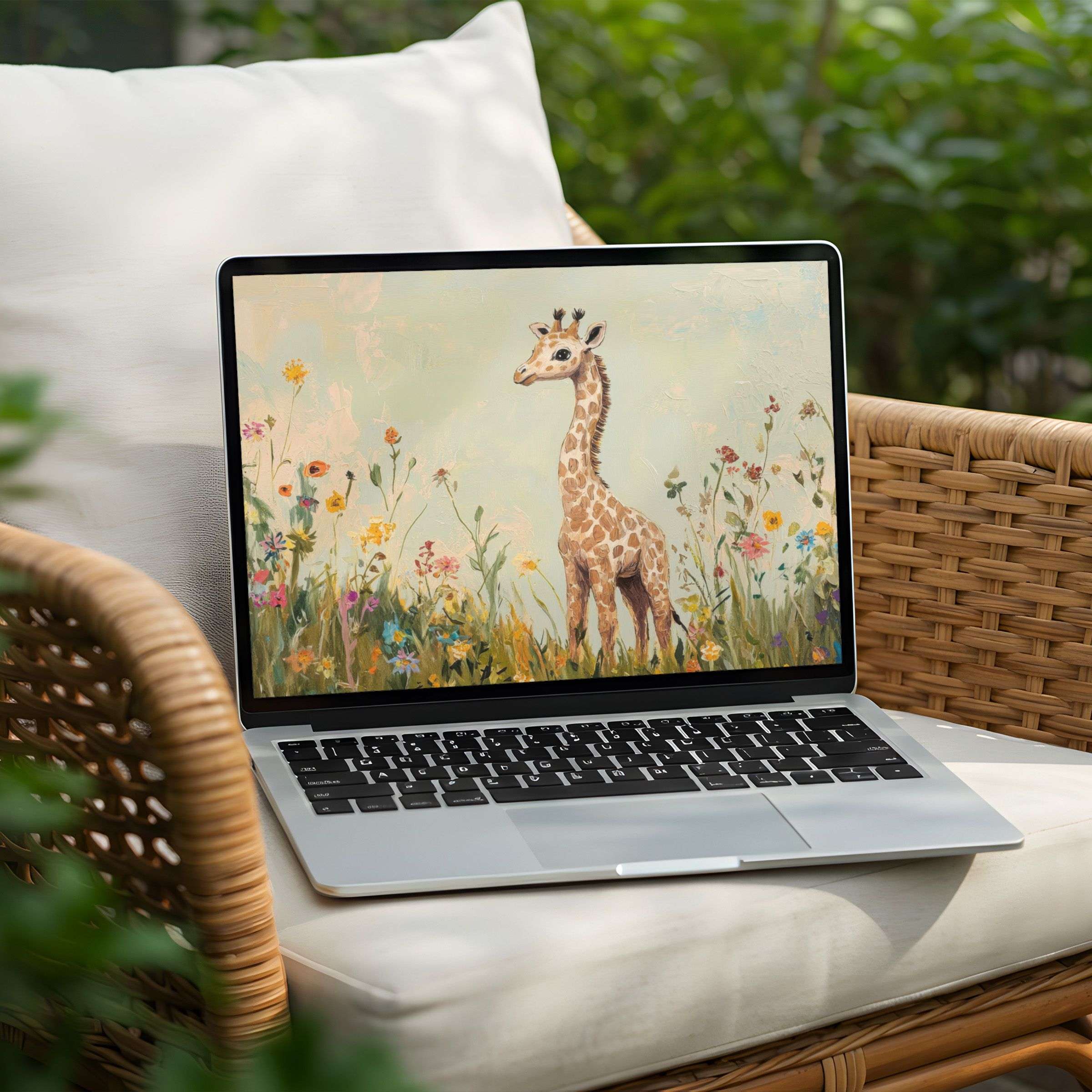 Inspire tranquility with a serene giraffe desktop background for PC or Laptop Instant download for mindful digital elegance