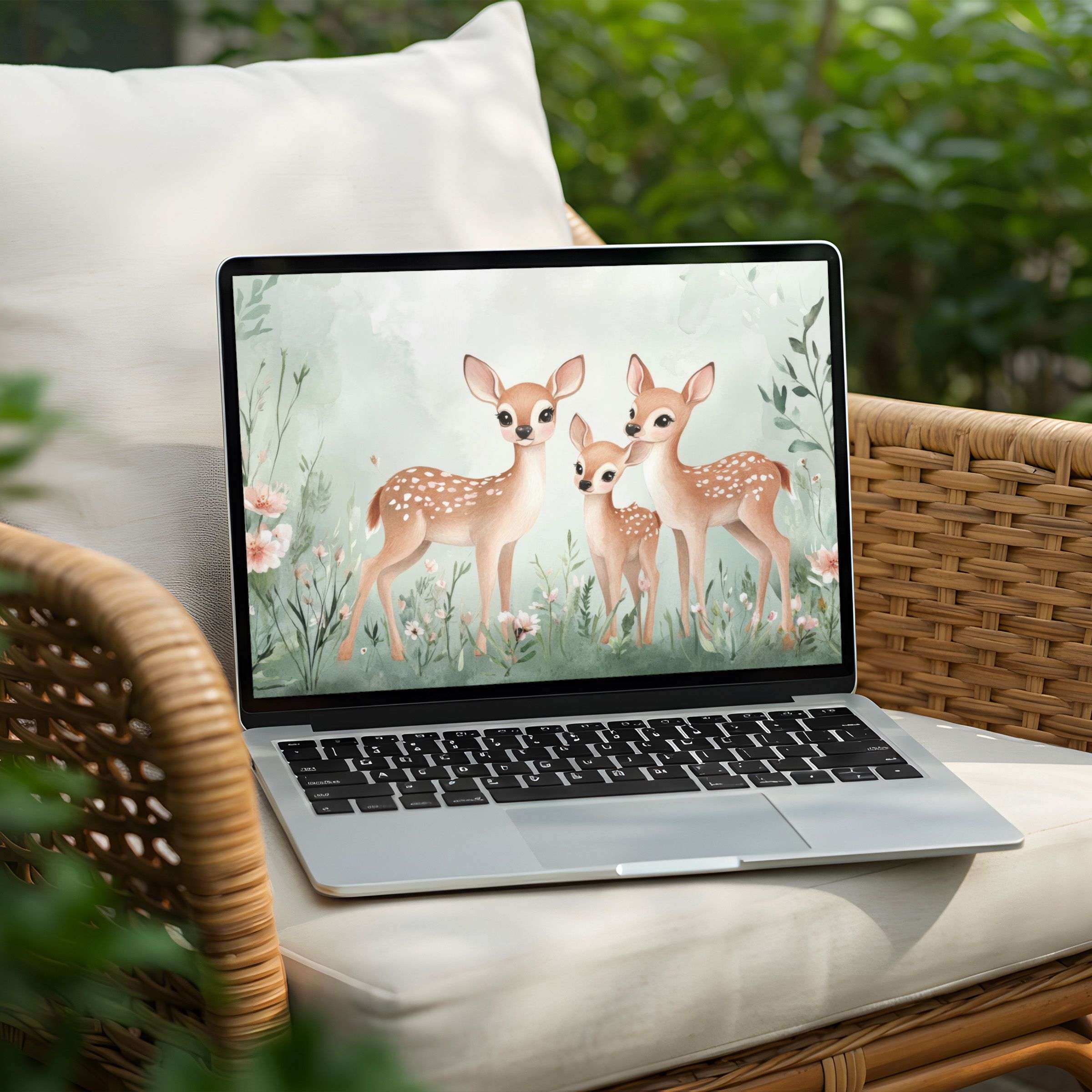 Elegant desktop background featuring serene deer in soft pastels perfect for instant download on PC or Laptop inspiring mindfulness
