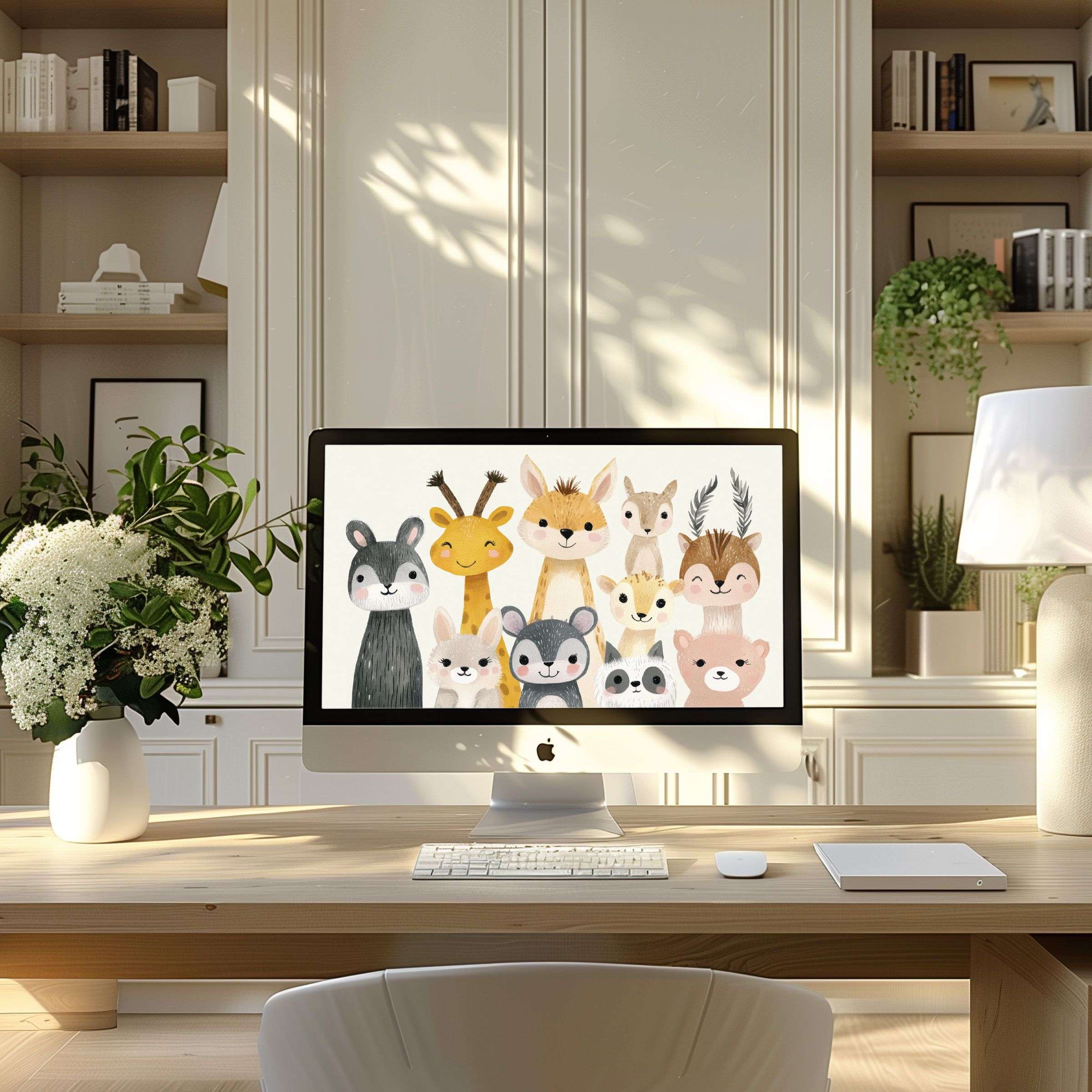 Inspire with this charming animal motif wallpaper for computer, perfect for your modern PC or laptop, enhancing calm elegance