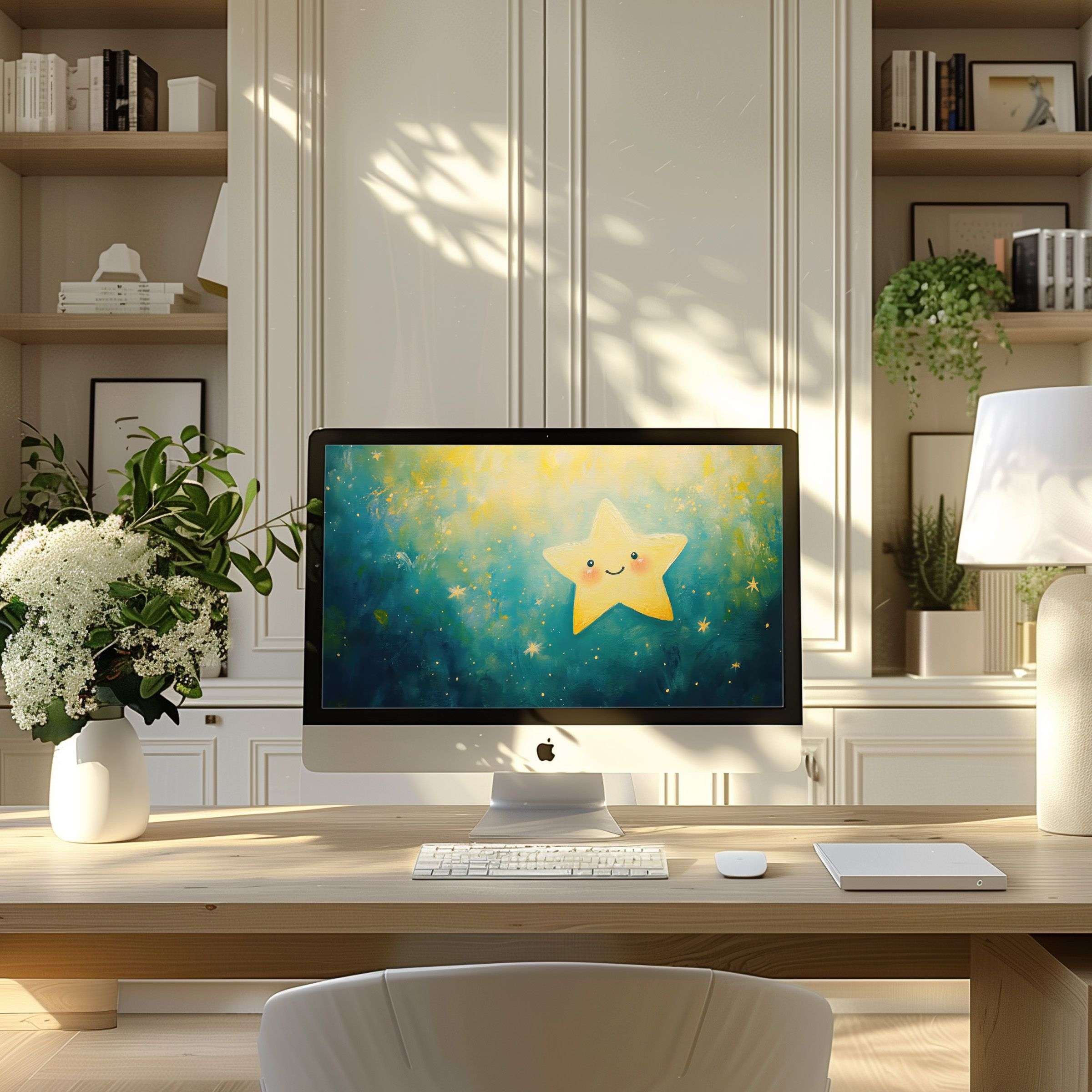 Inspire calm and elegance with this soothing starry wallpaper for computer, perfect for PC and Laptop in modern home offices