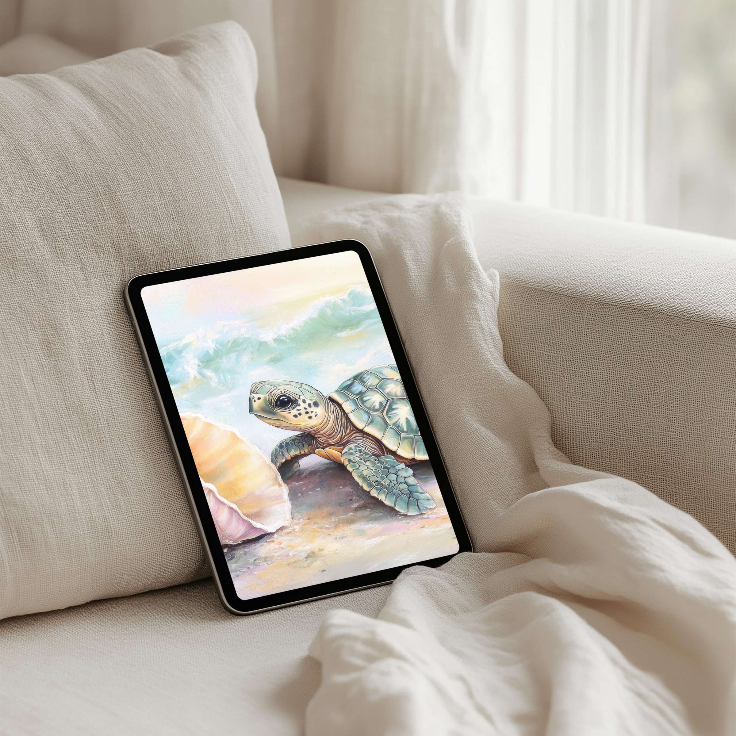 Tranquil sea turtle iPad background for instant download brings calm elegance to tablets like Samsung and Android in serene settings