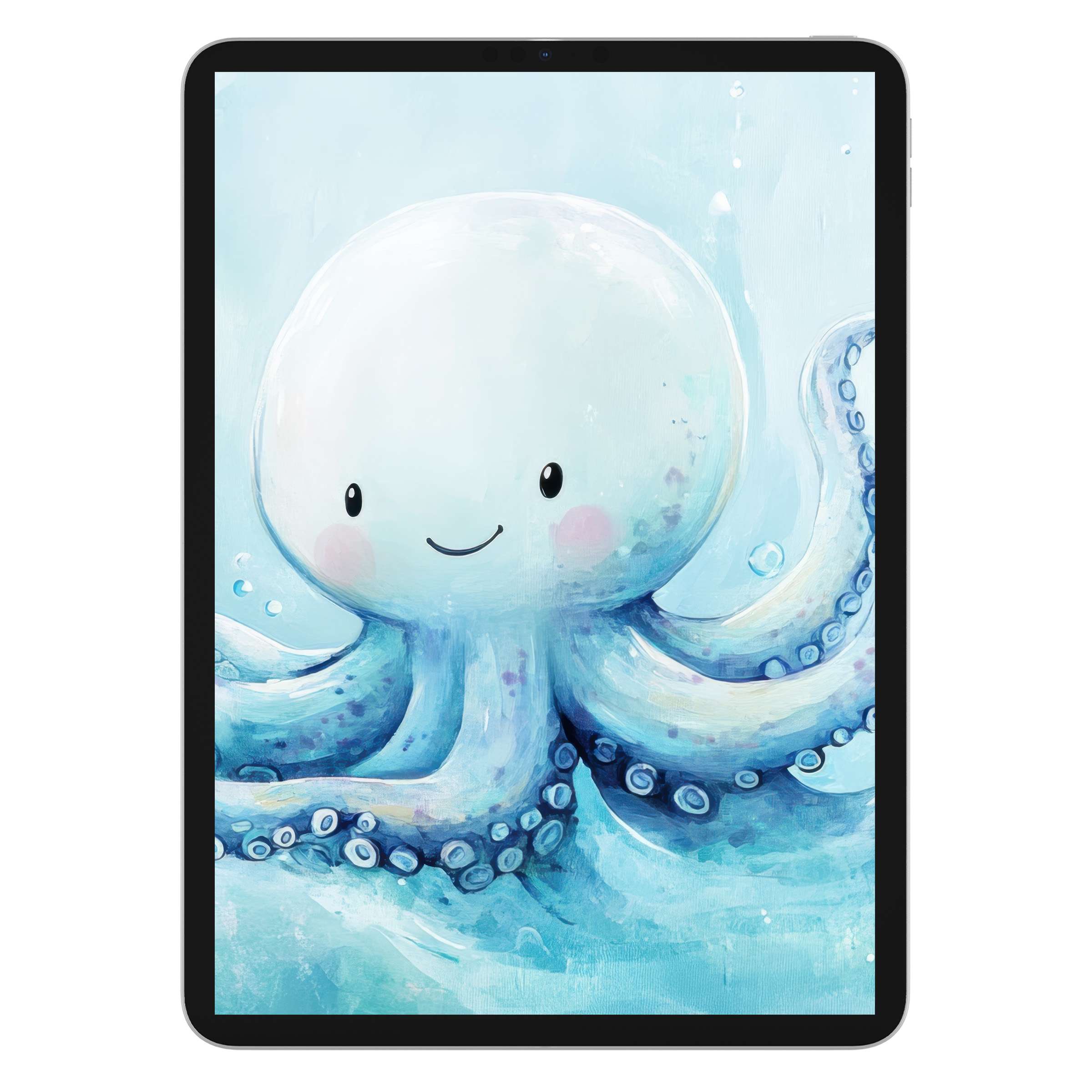 Charming octopus in soft pastels creates a calming nursery iPad wallpaper background ideal for any tablet digital download