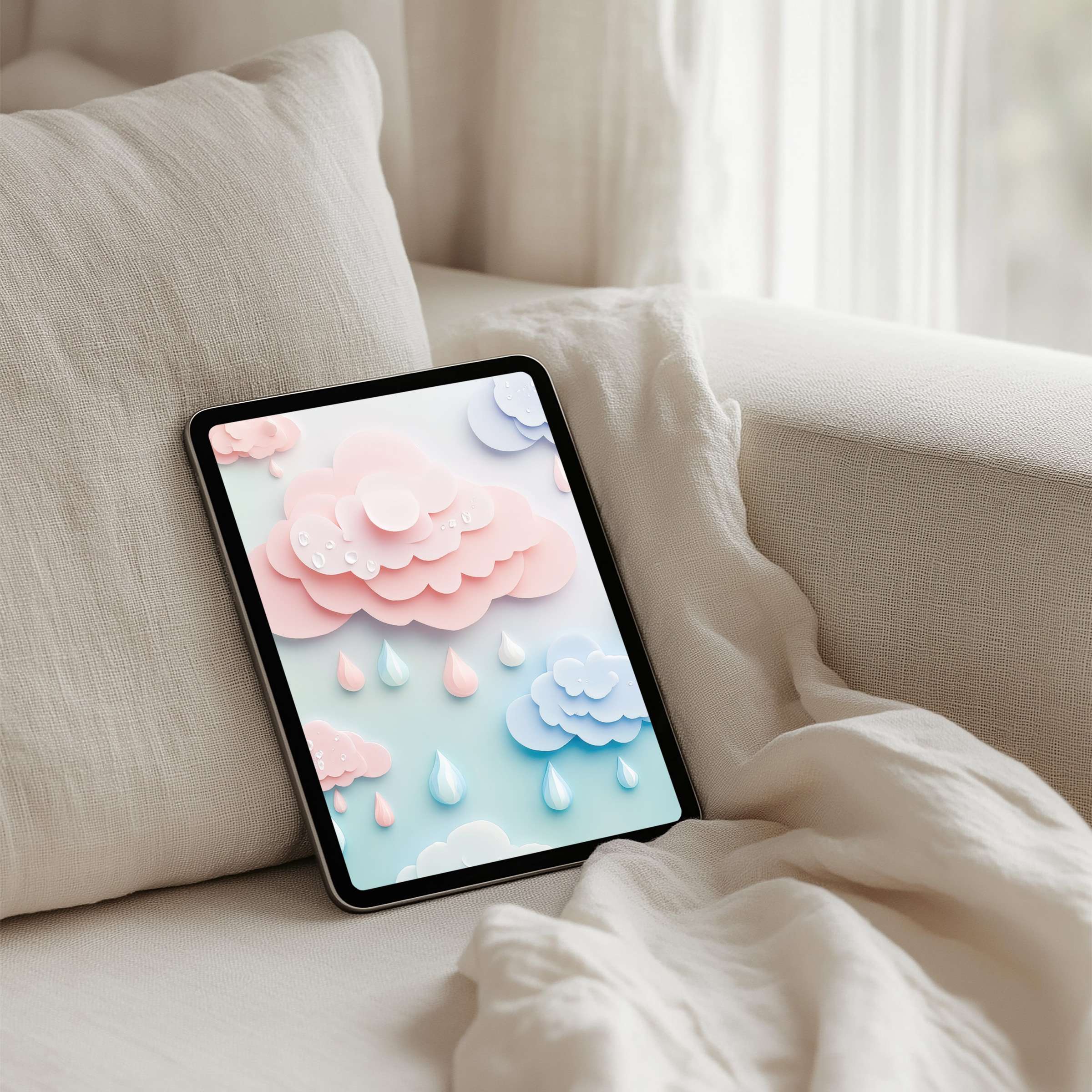 Calm pastel clouds iPad background for instant download offers elegant serenity on any tablet inspiring mindfulness and relaxation