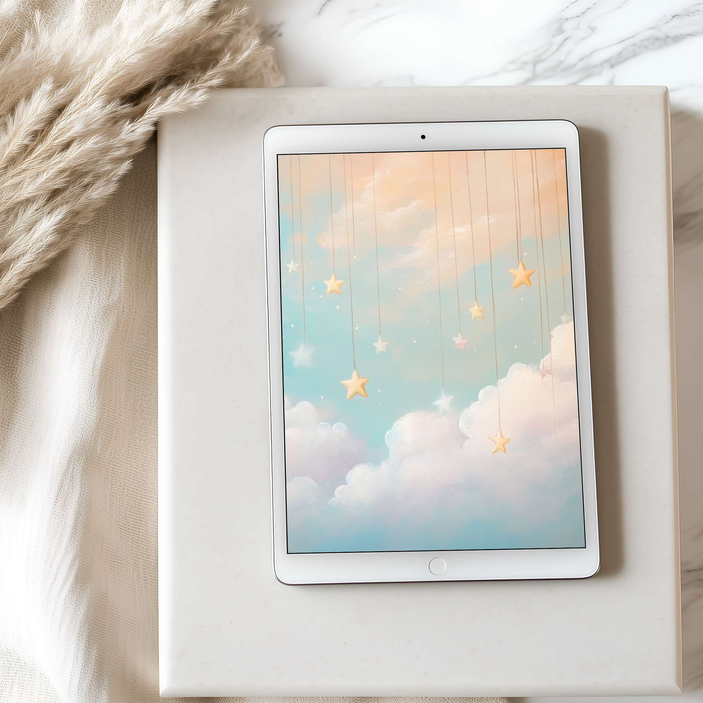 Elegant high-resolution tablet wallpaper featuring pastel skies and stars, perfect for iPad or Android, offering serene ambiance