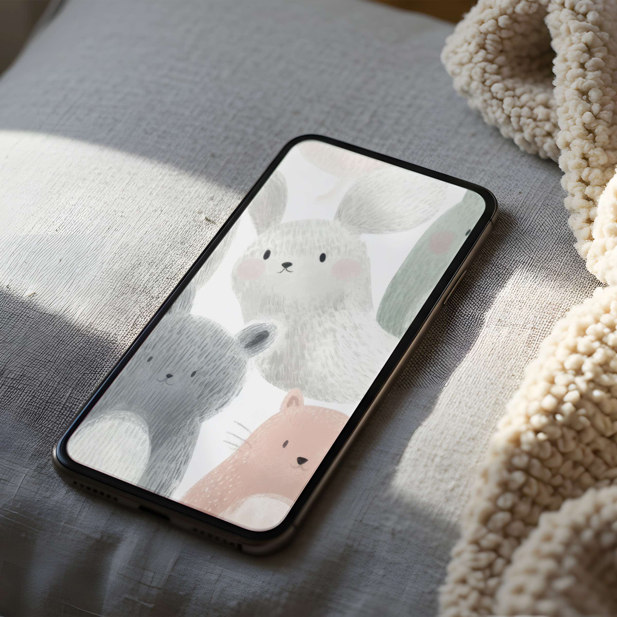 Serene animal-themed phone wallpaper in soft hues, perfect for high-resolution iPhone and Android screens, offering peace and style