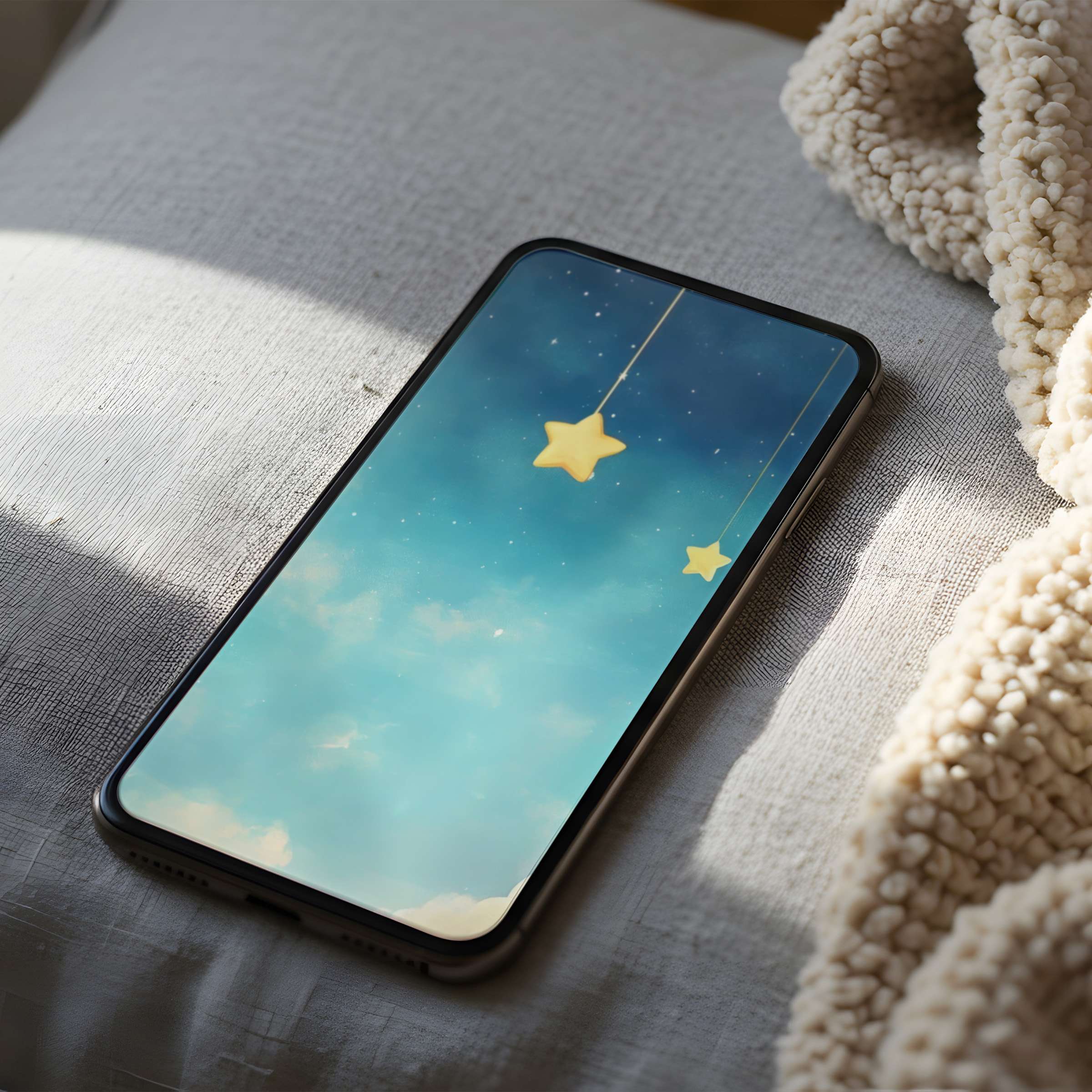 Calming phone wallpaper with dreamy starry sky motif in high resolution, perfect for iPhone and Android, digital download available