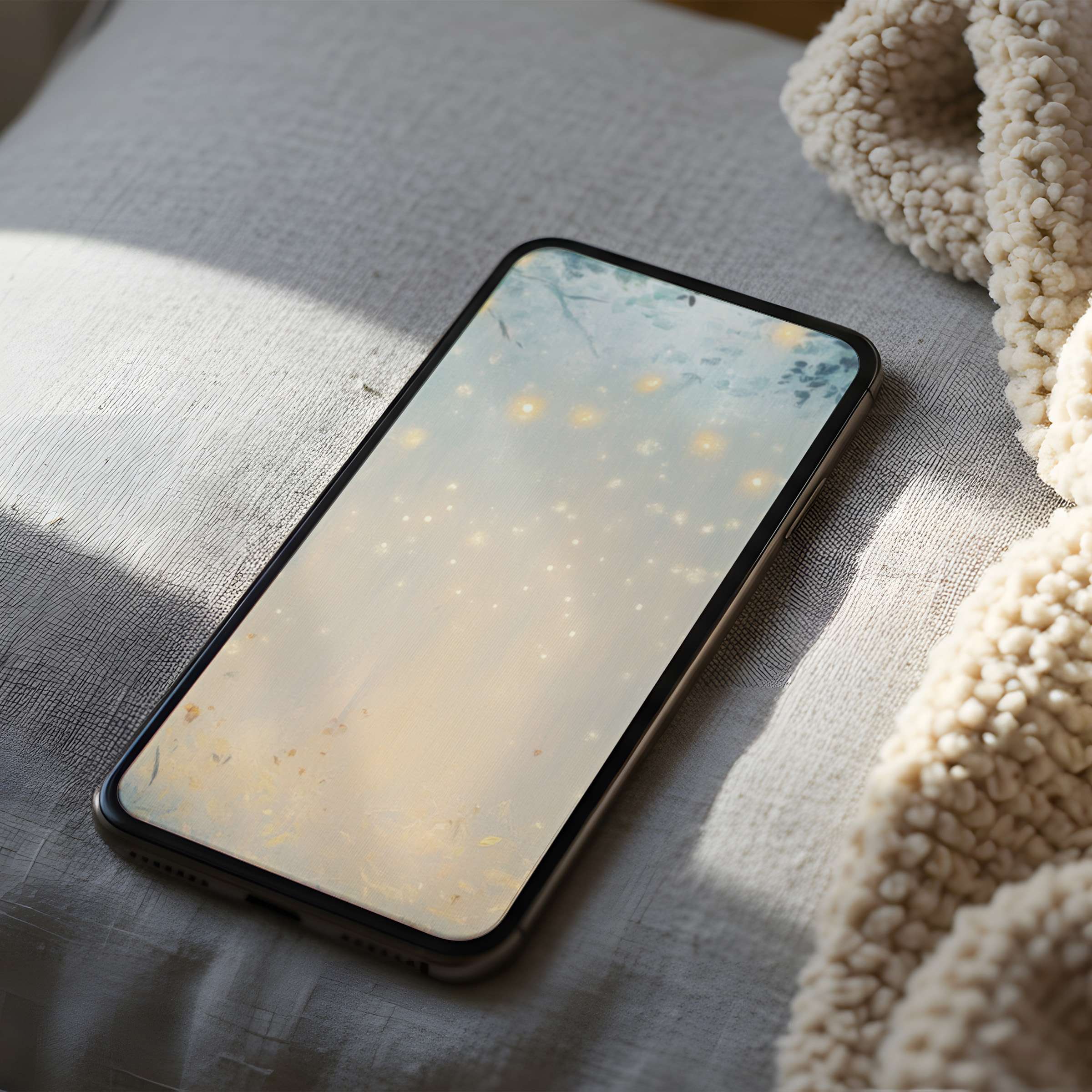 Elegant phone wallpaper featuring soft pastel tones and abstract motifs, perfect for iPhone or Android, offering serenity in digital download