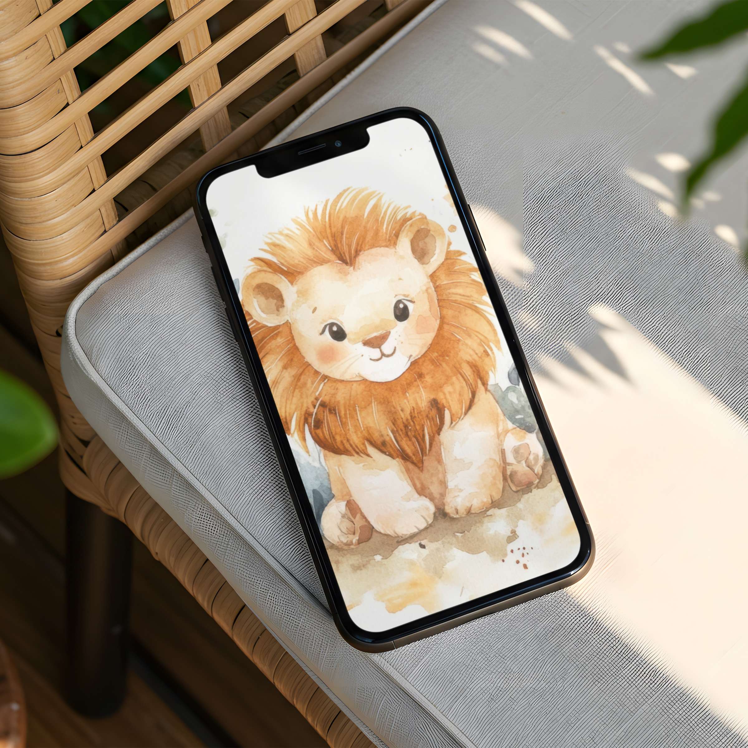 Watercolor lion iPhone background for instant download brings calm elegance to your phone inspiring mindfulness and aesthetics
