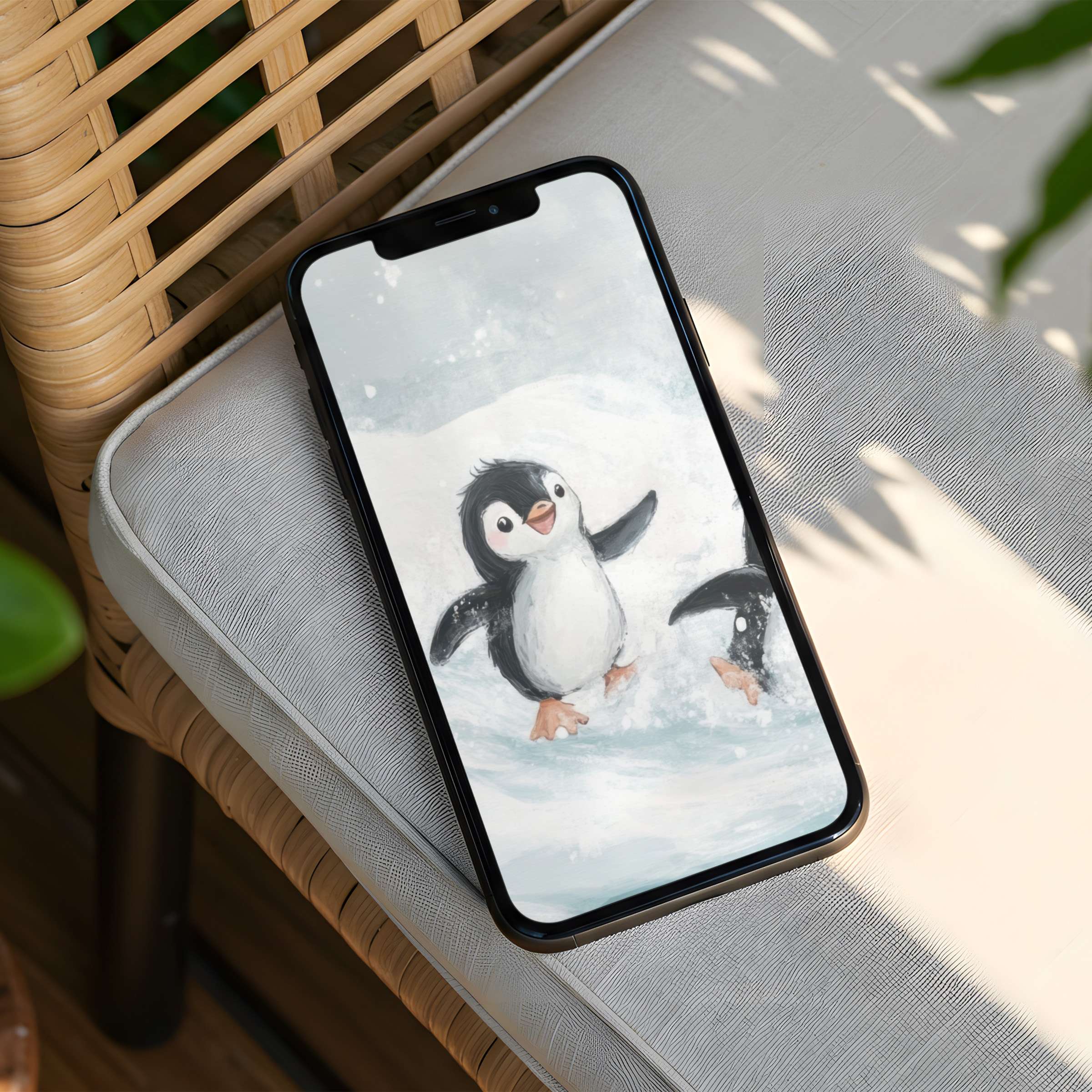 Charming penguin art iPhone background for instant download evokes calm inspiration and fits all phone environments beautifully