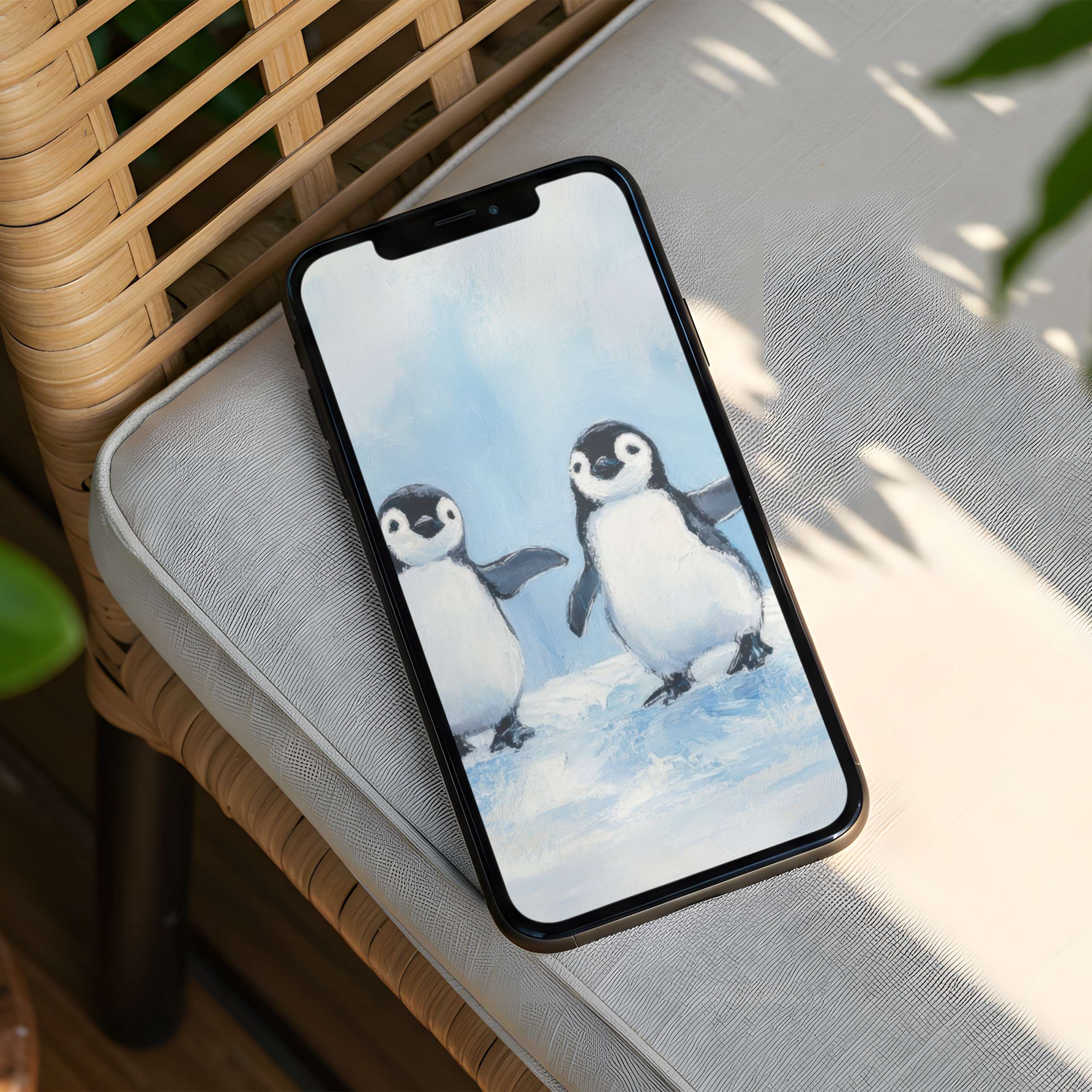 Charming penguin iPhone background offers a serene touch of nature for instant download on any phone adding elegance to your day