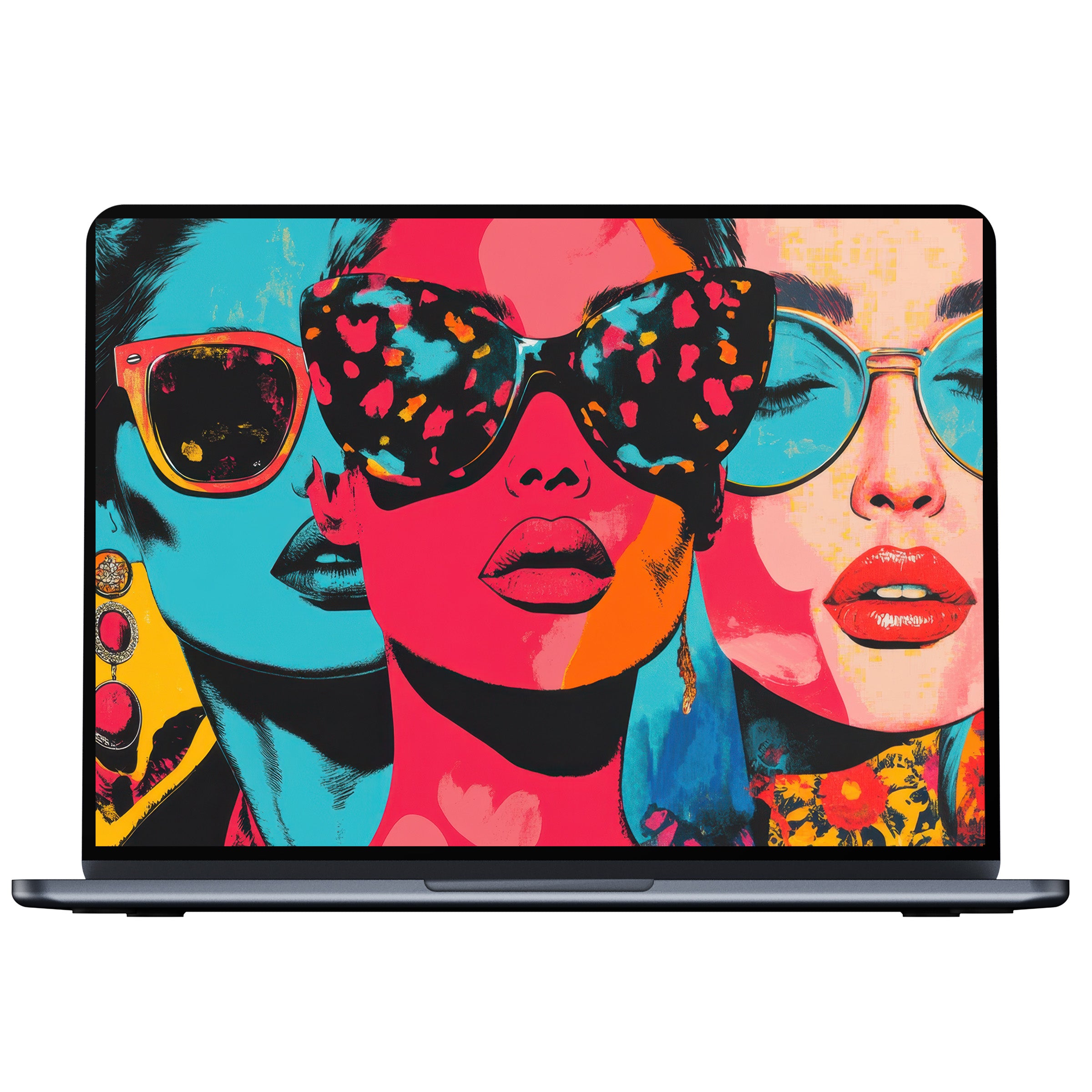 Vibrant pop art desktop wallpaper digital download in bold colors evokes calm elegance ideal for PC or laptop screens