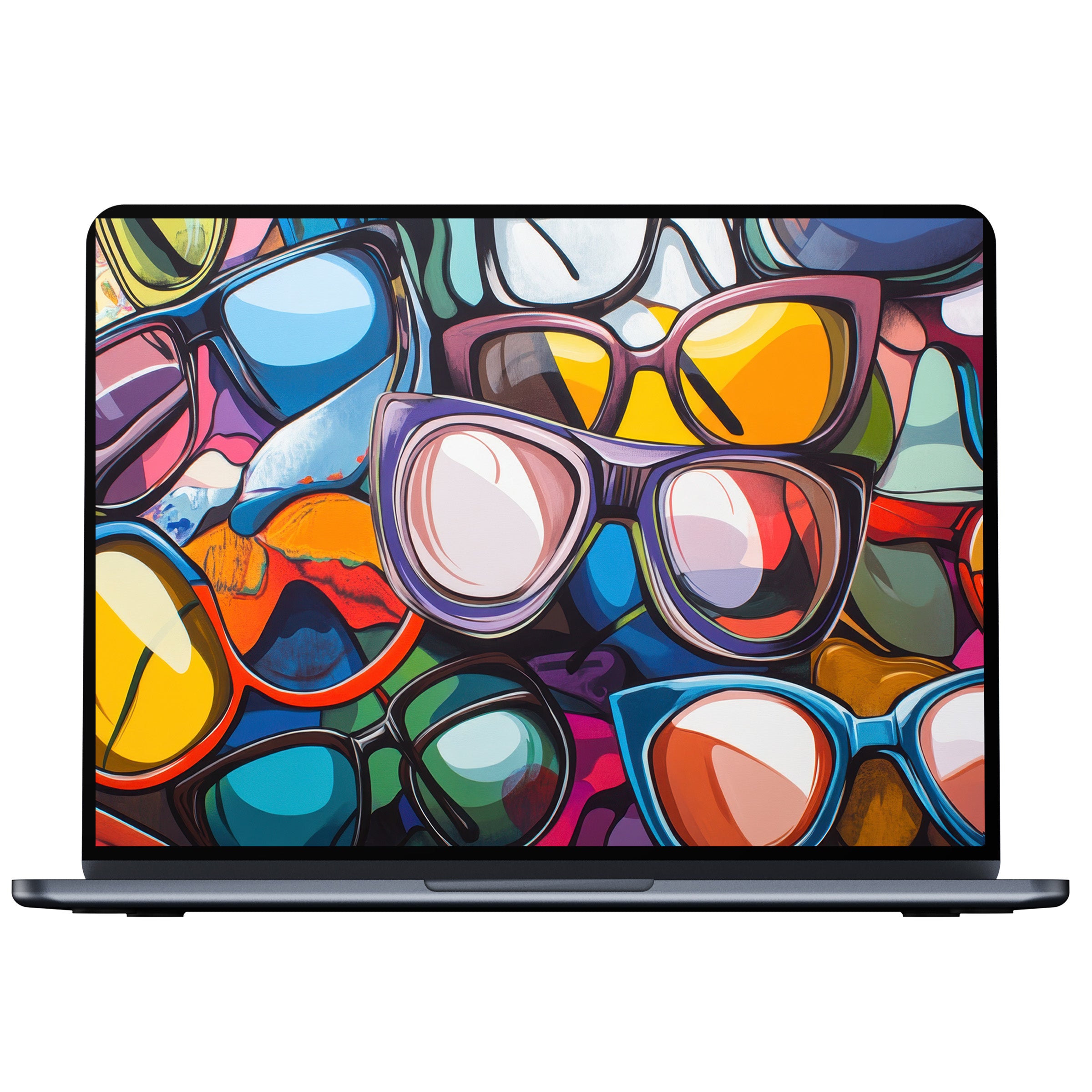 Vibrant pop art desktop wallpaper with colorful sunglasses pattern for PC or laptop digital download adds inspiration and style
