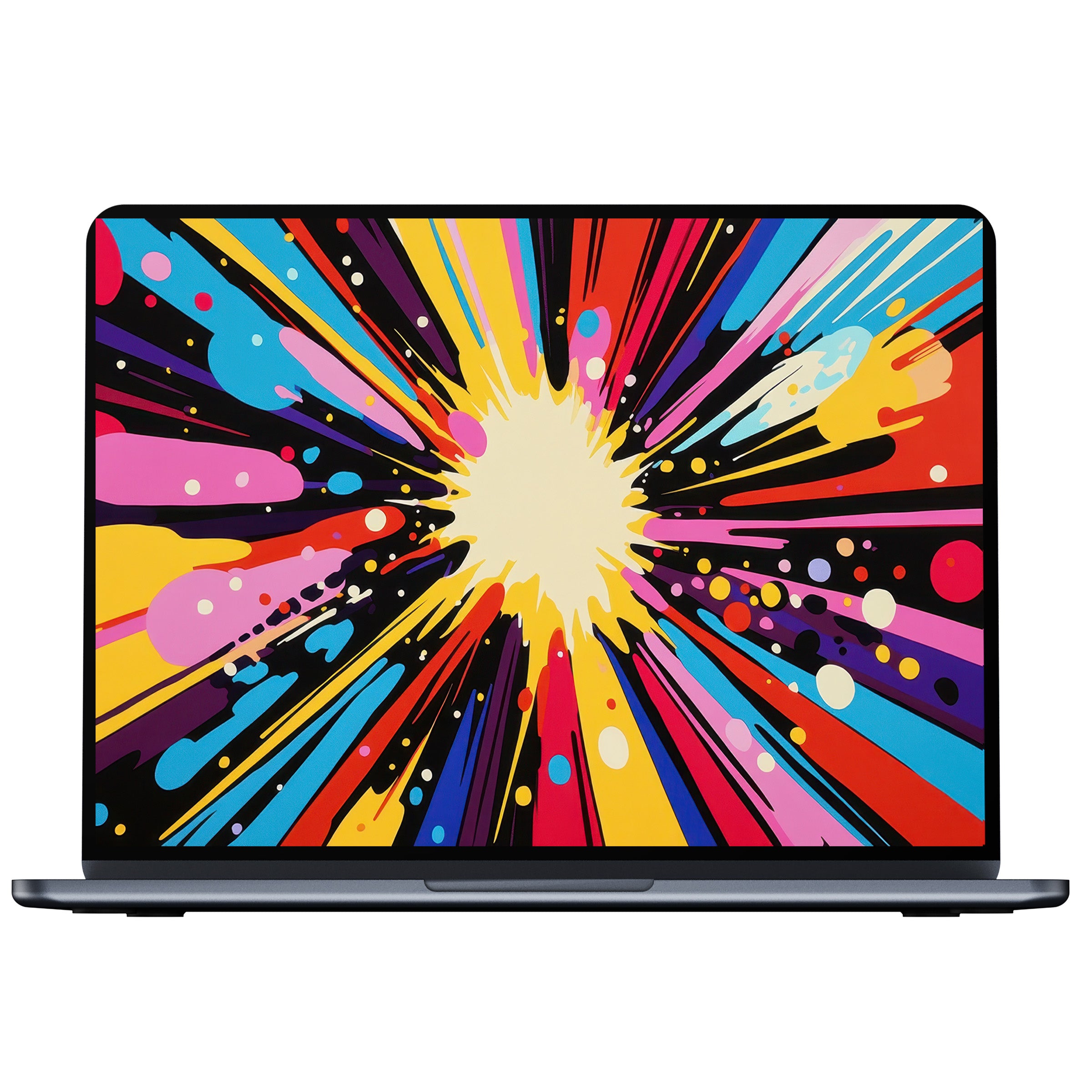 Vibrant pop art desktop wallpaper showcasing bold bursts of color, ideal for a serene and stylish PC or laptop digital download