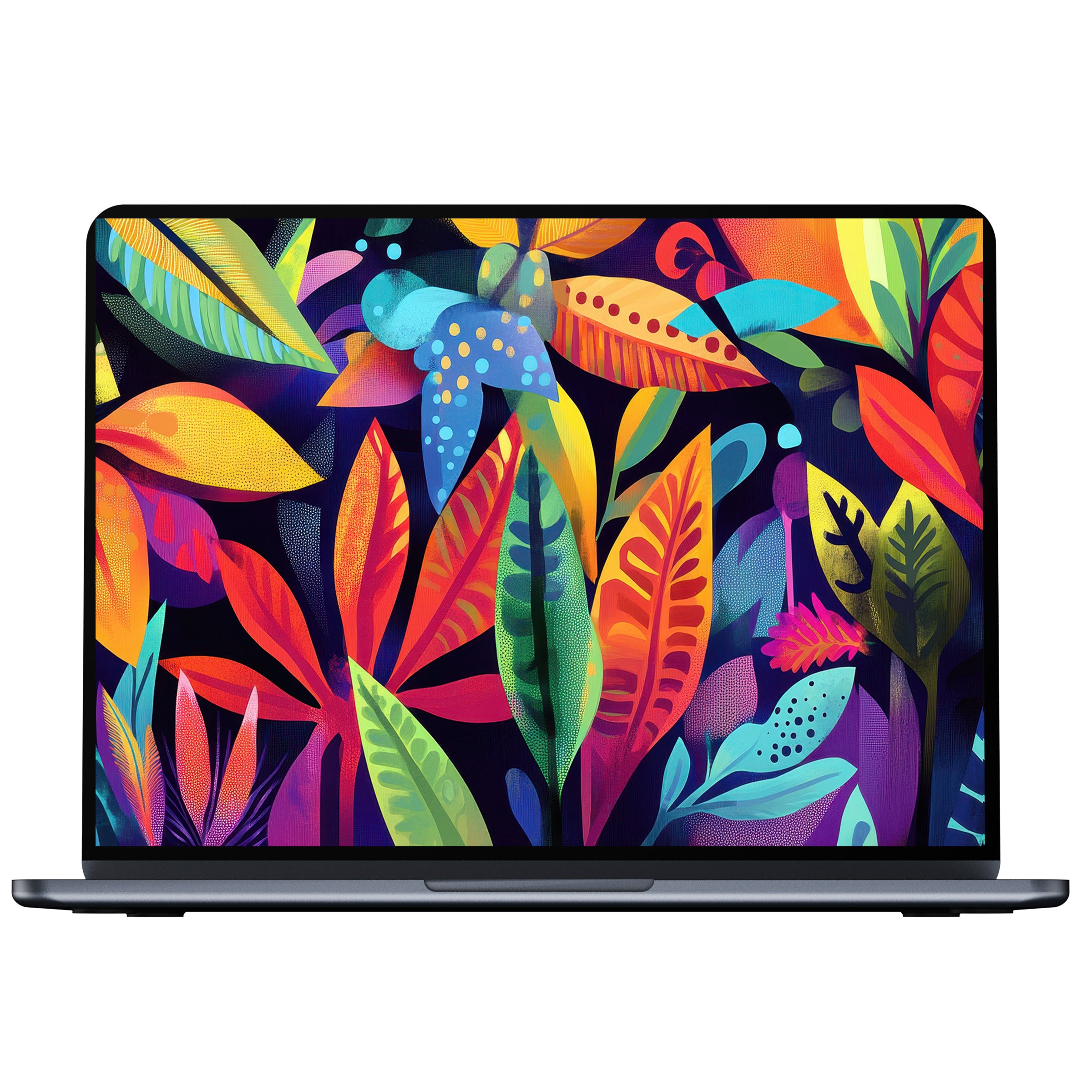 Vibrant pop art desktop wallpaper featuring colorful abstract leaves offers calm inspiration for PC, Laptop, and Mac digital download