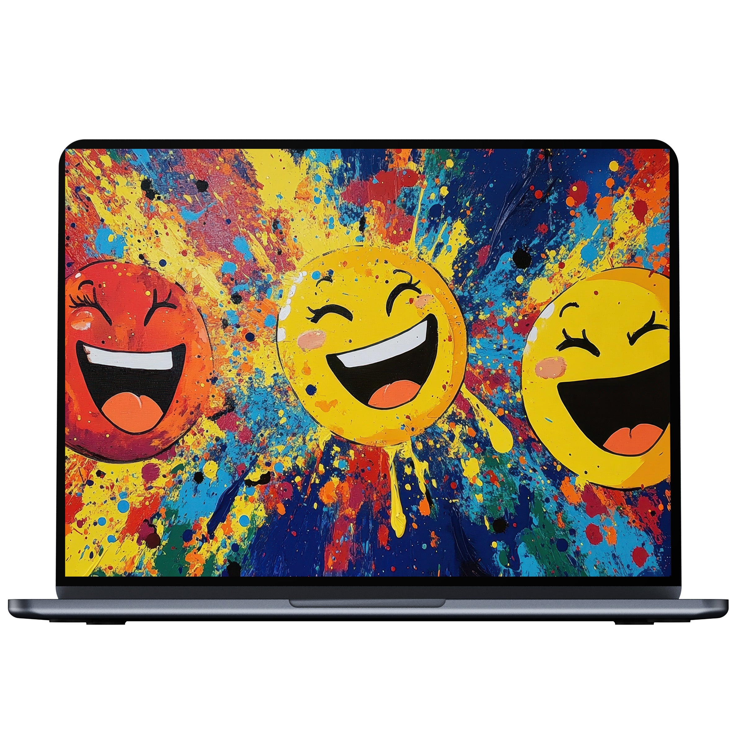 Vibrant pop art desktop wallpaper with joyful splashes in red, yellow, blue ideal for PC or laptop digital download decor
