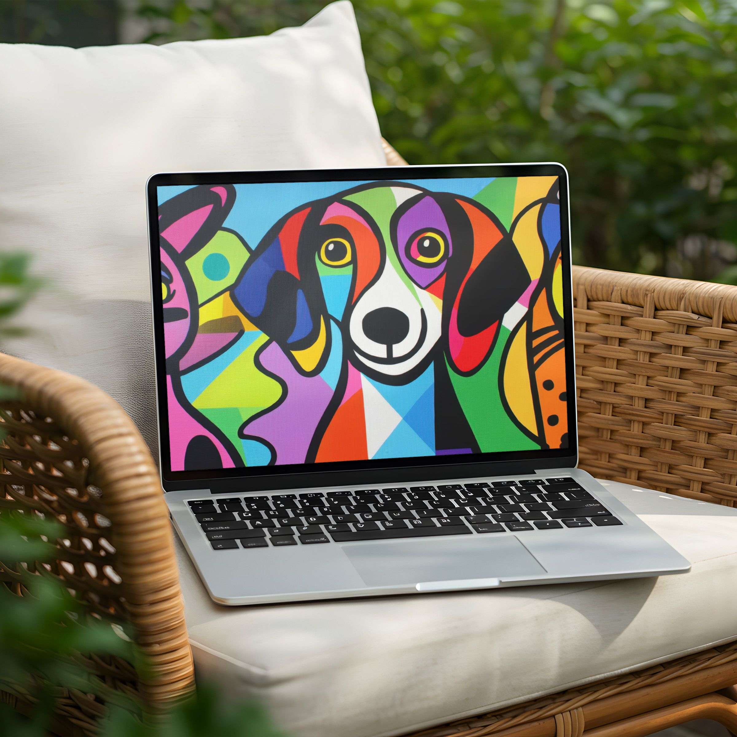 Vibrant pop art dog desktop background for PC and Laptop inspires creativity and mindfulness perfect for instant download