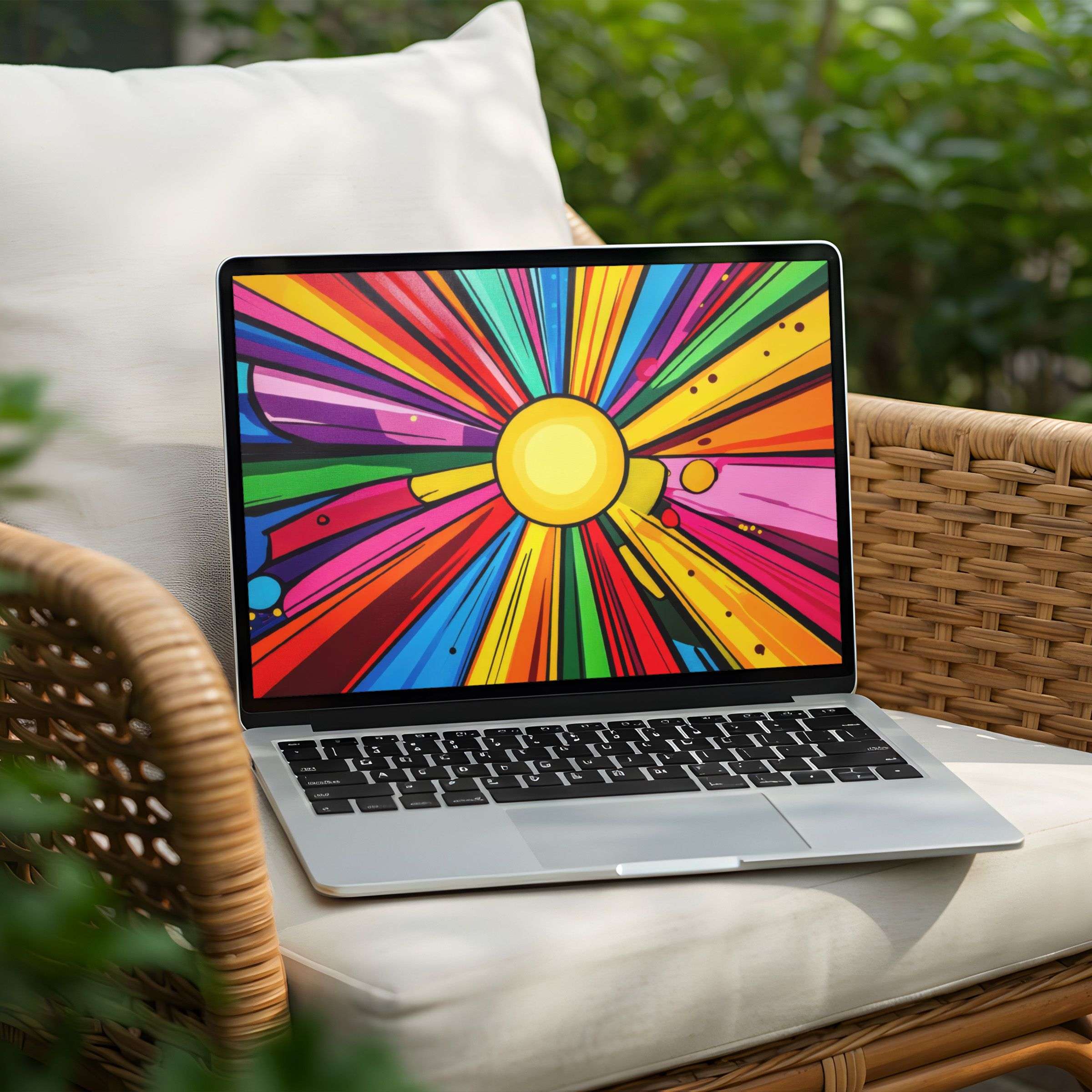 Vivid abstract sunburst desktop background for instant download on PC or Laptop infuses calm elegance and inspiration