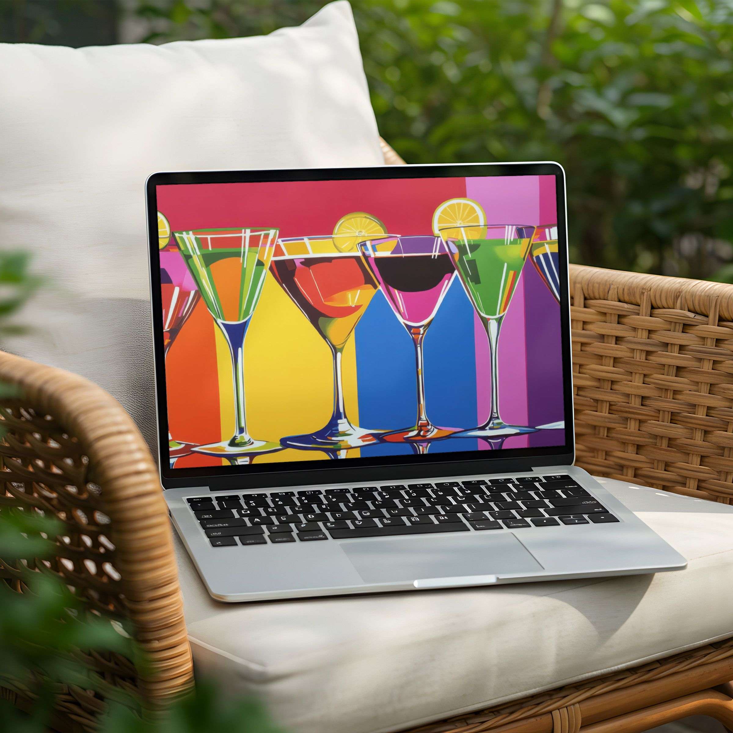Vibrant cocktail art desktop background for PC or laptop instant download inspires creativity and adds elegance to your space