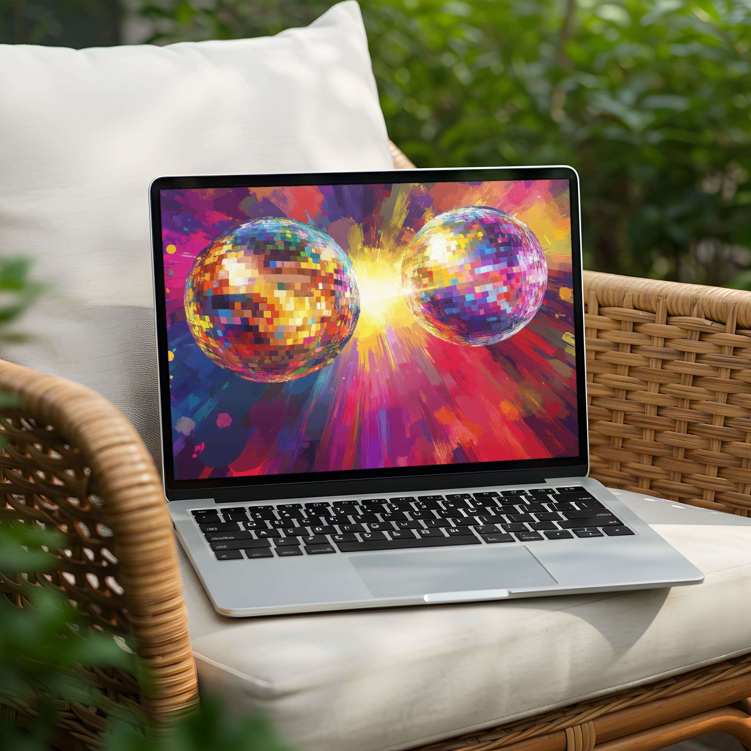 Vibrant pixelated spheres desktop background for PC or Laptop inspiring calm and elegance with instant download option
