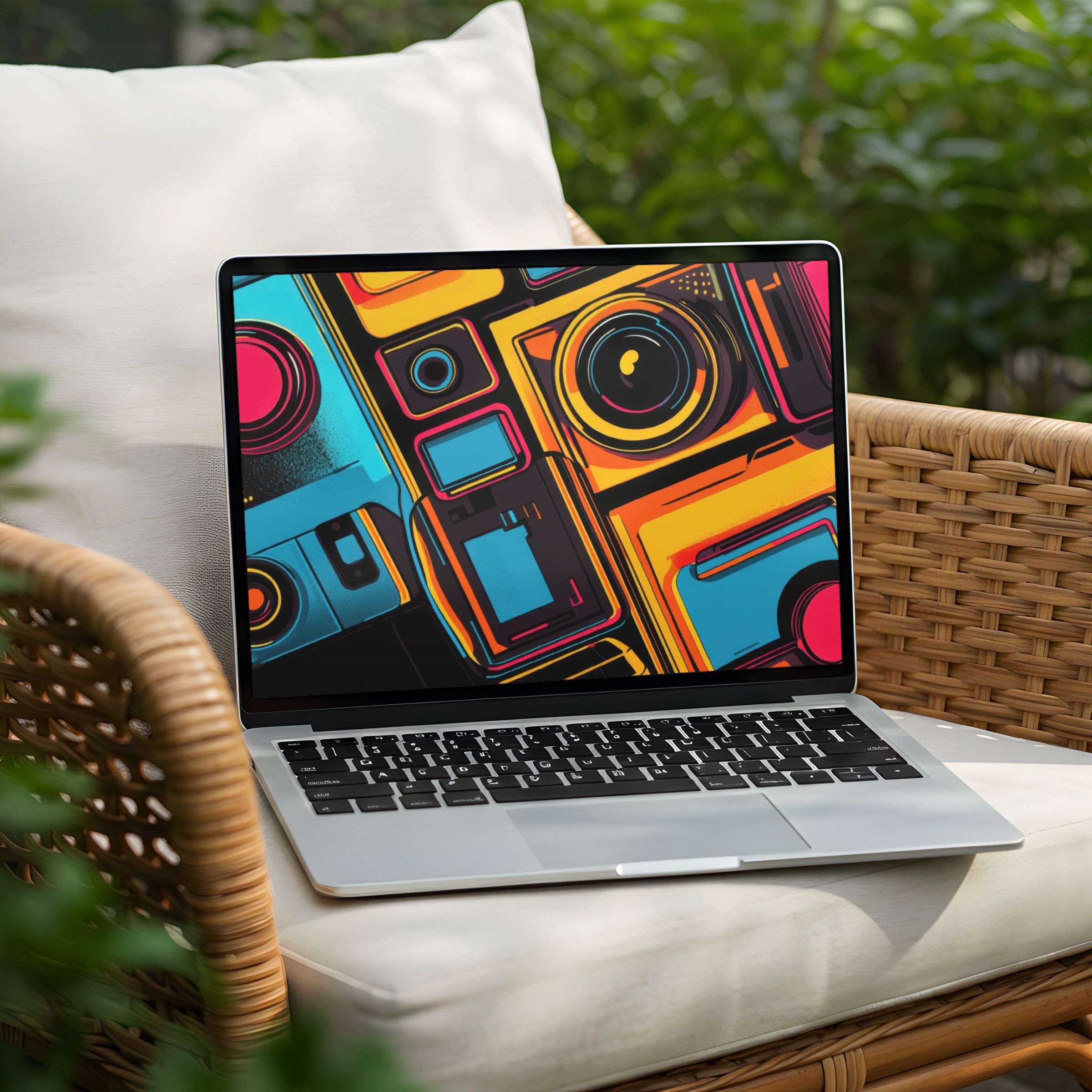 Instant download vibrant desktop background for PC or Laptop featuring abstract colorful shapes inspiring calm and elegance