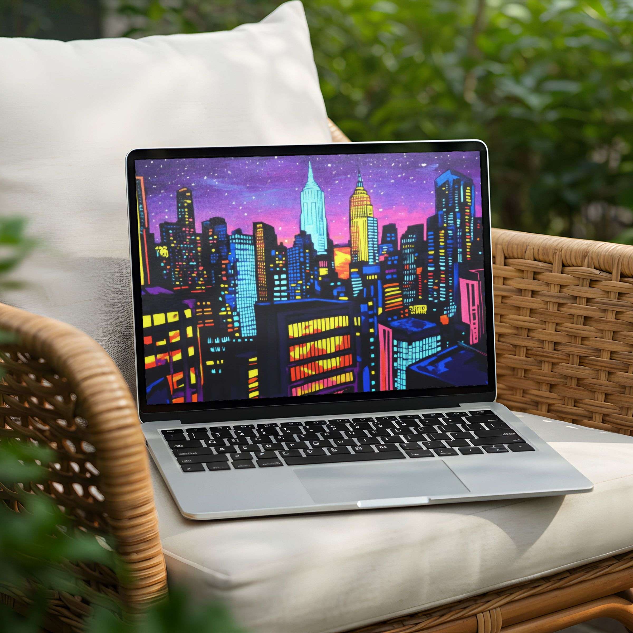 Vibrant cityscape desktop background for PC and Laptop in instant download offers urban elegance and inspires mindful productivity