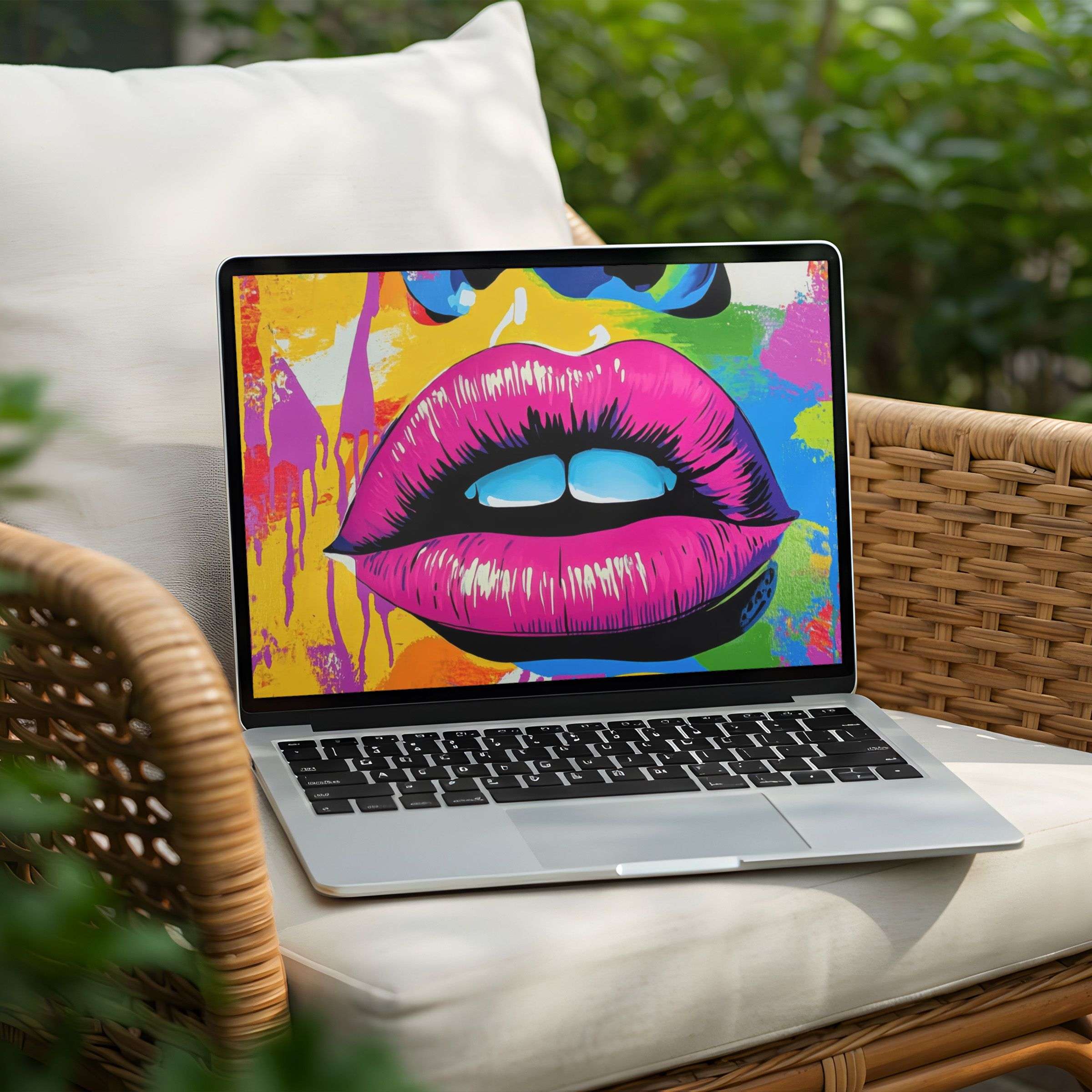 Vibrant pop art desktop background for PC or Laptop, perfect for an instant download, inspires creativity and elegance