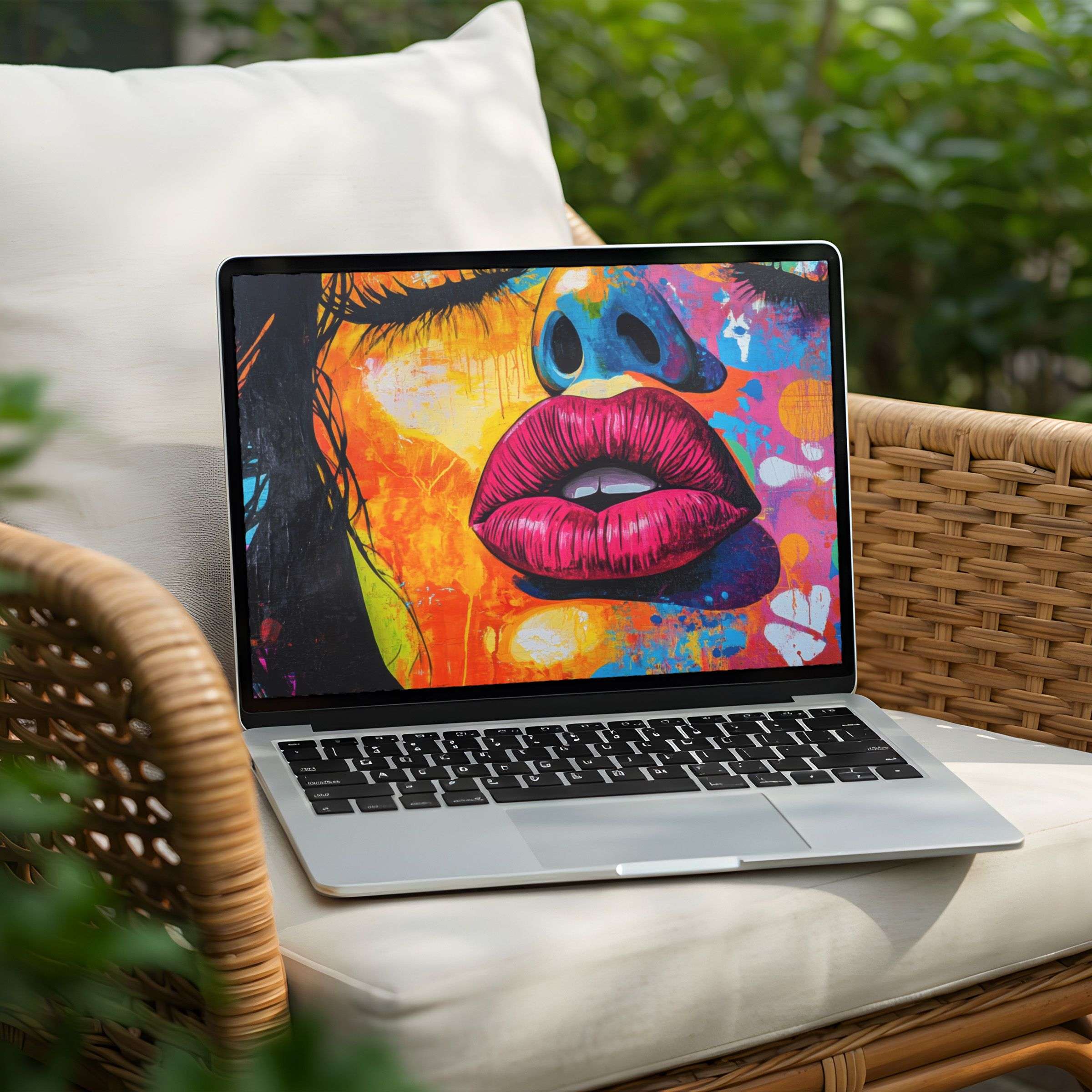 Vivid abstract art desktop background for instant download on PC or Laptop, inspiring calm elegance and mindfulness with bold colors