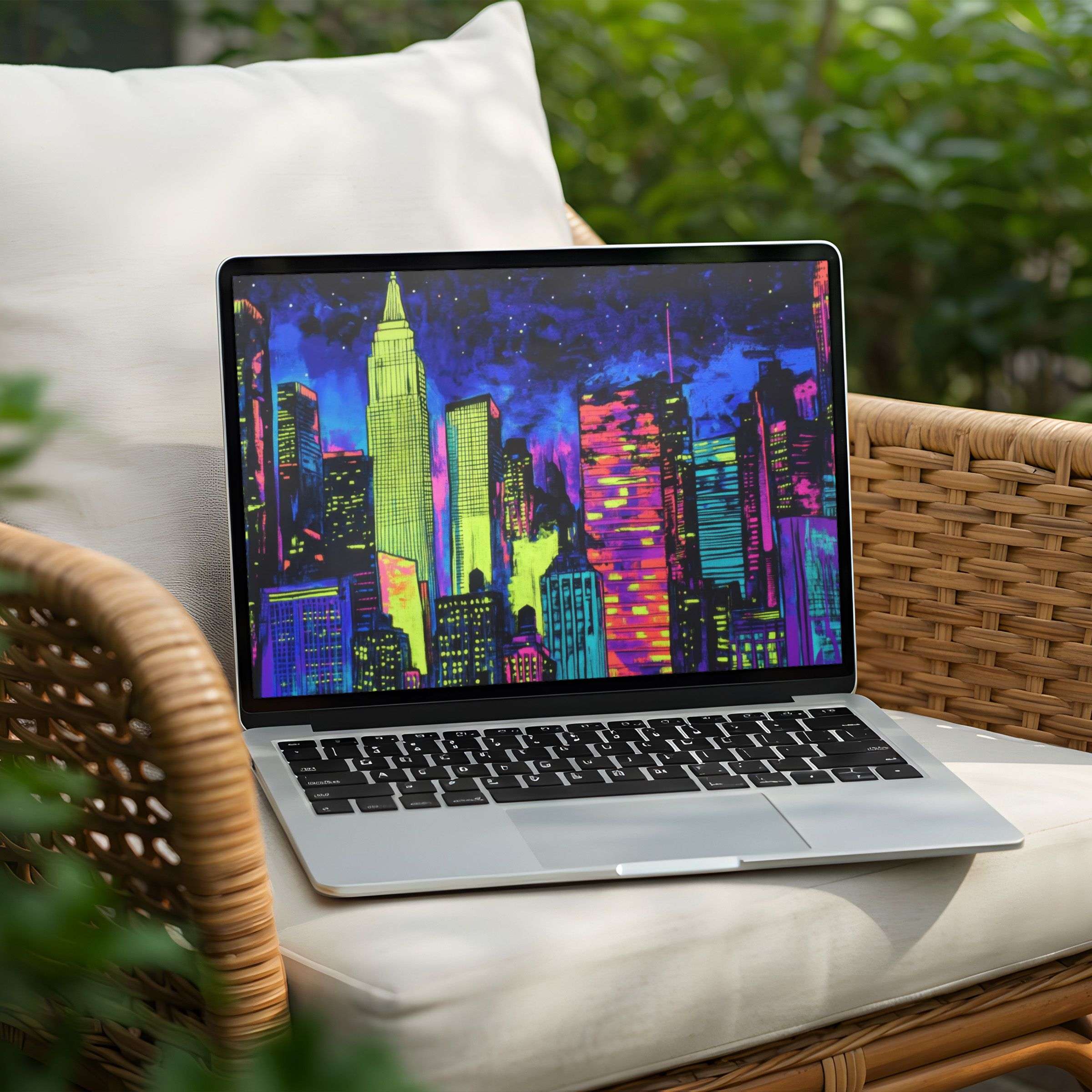 Vibrant cityscape digital art elevates your PC or Laptop desktop background, offering an inspiring and calm instant download option