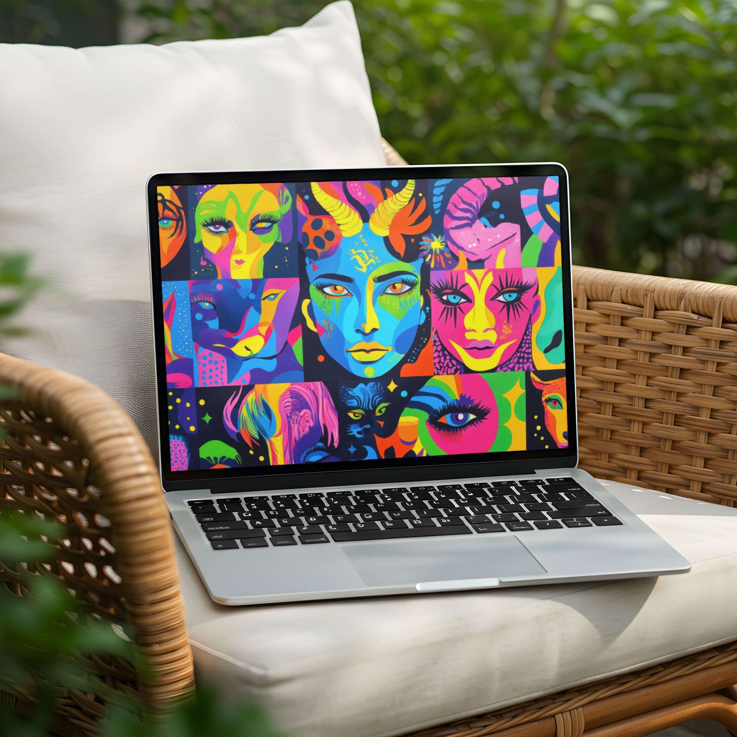 Colorful abstract digital art for desktop background on Laptop and PC inspires elegance and calm with instant download