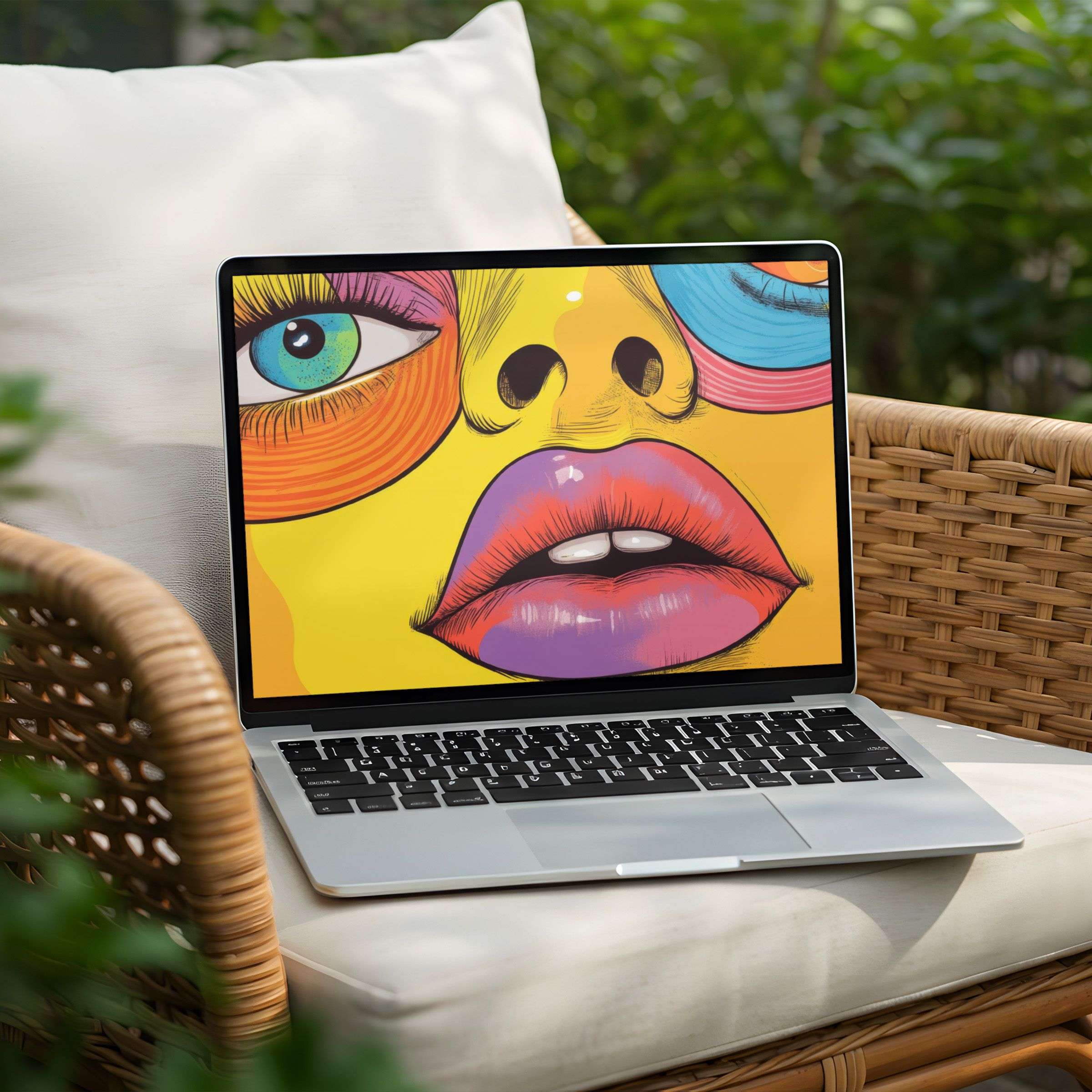 Vibrant pop art desktop background for PC or Laptop instant download adding a touch of inspiration and modern elegance