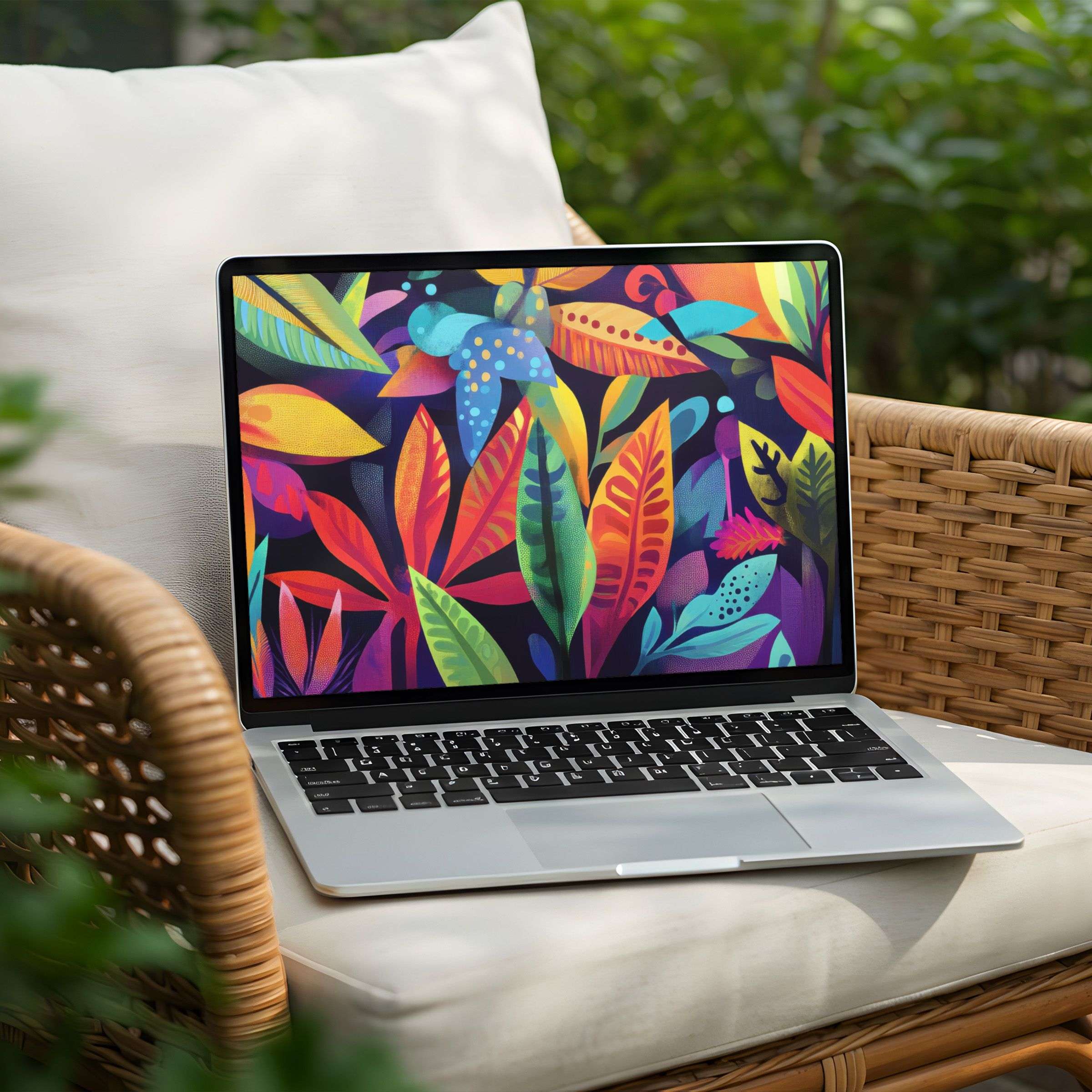Vibrant leaf design desktop background for instant download on your PC or Laptop inspiring calm and mindfulness