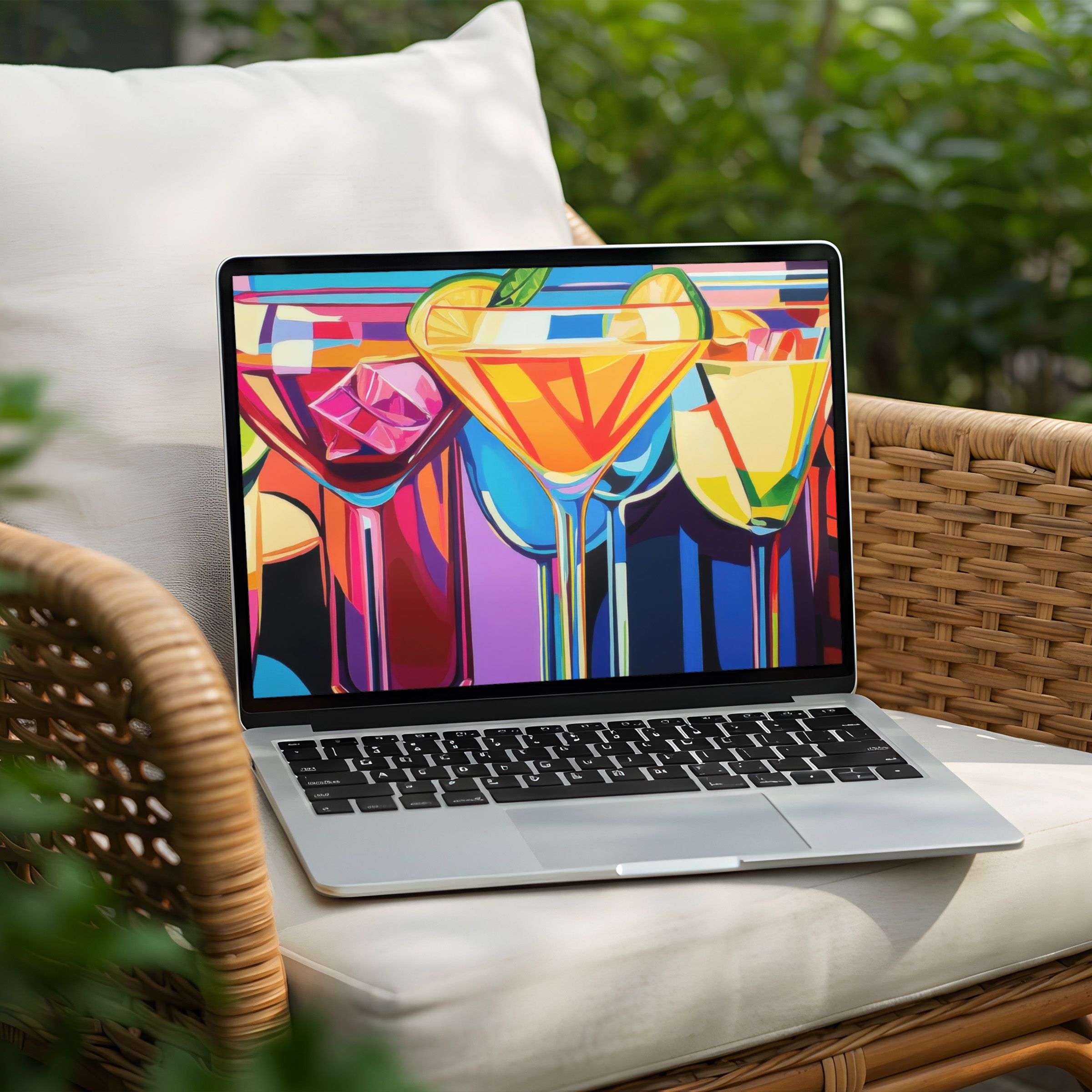 Vibrant cocktail art desktop background for PC or Laptop instant download inspires calm elegance and mindful creativity