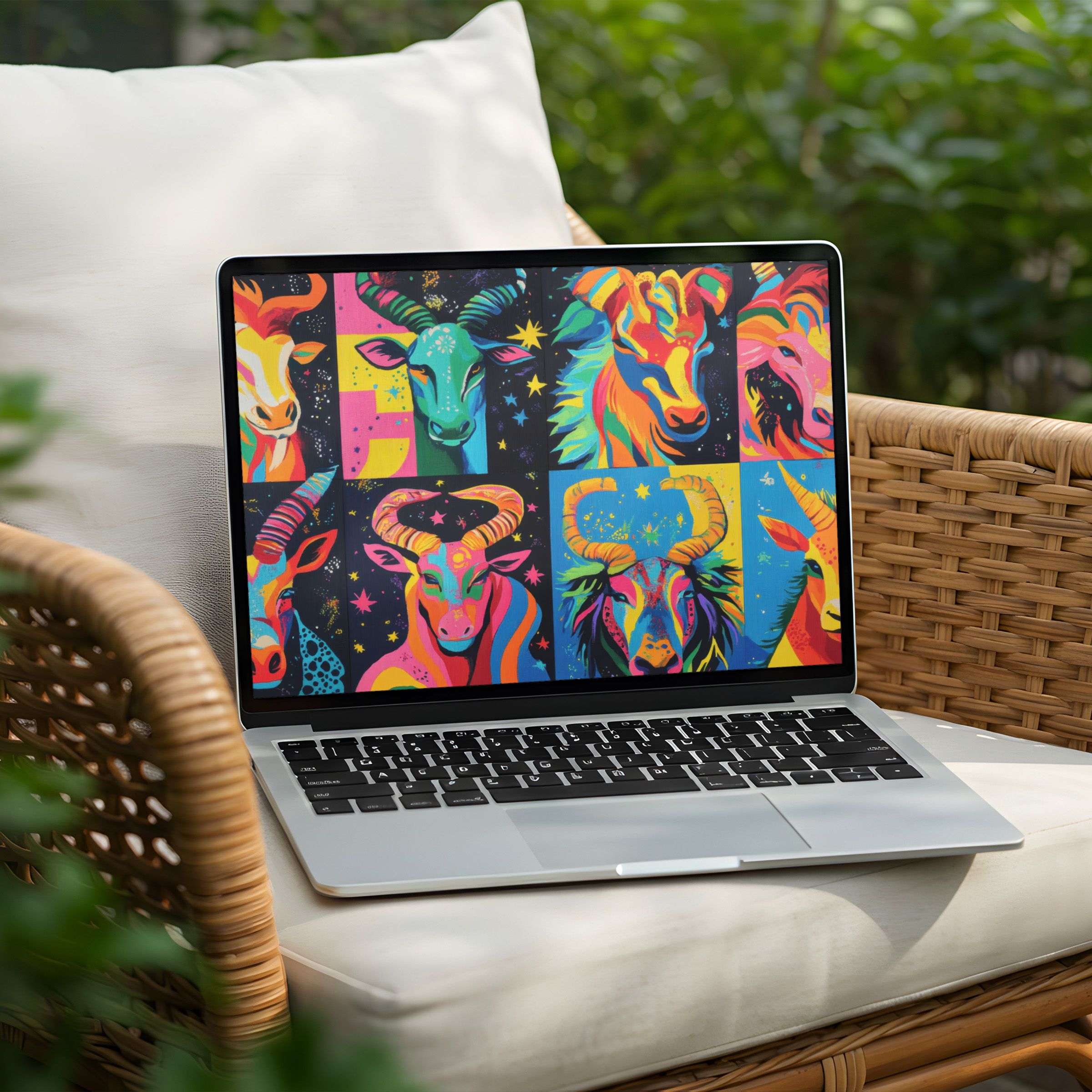 Vibrant wildlife digital art on PC and Laptop for instant download as a desktop background inspires calm and mindfulness