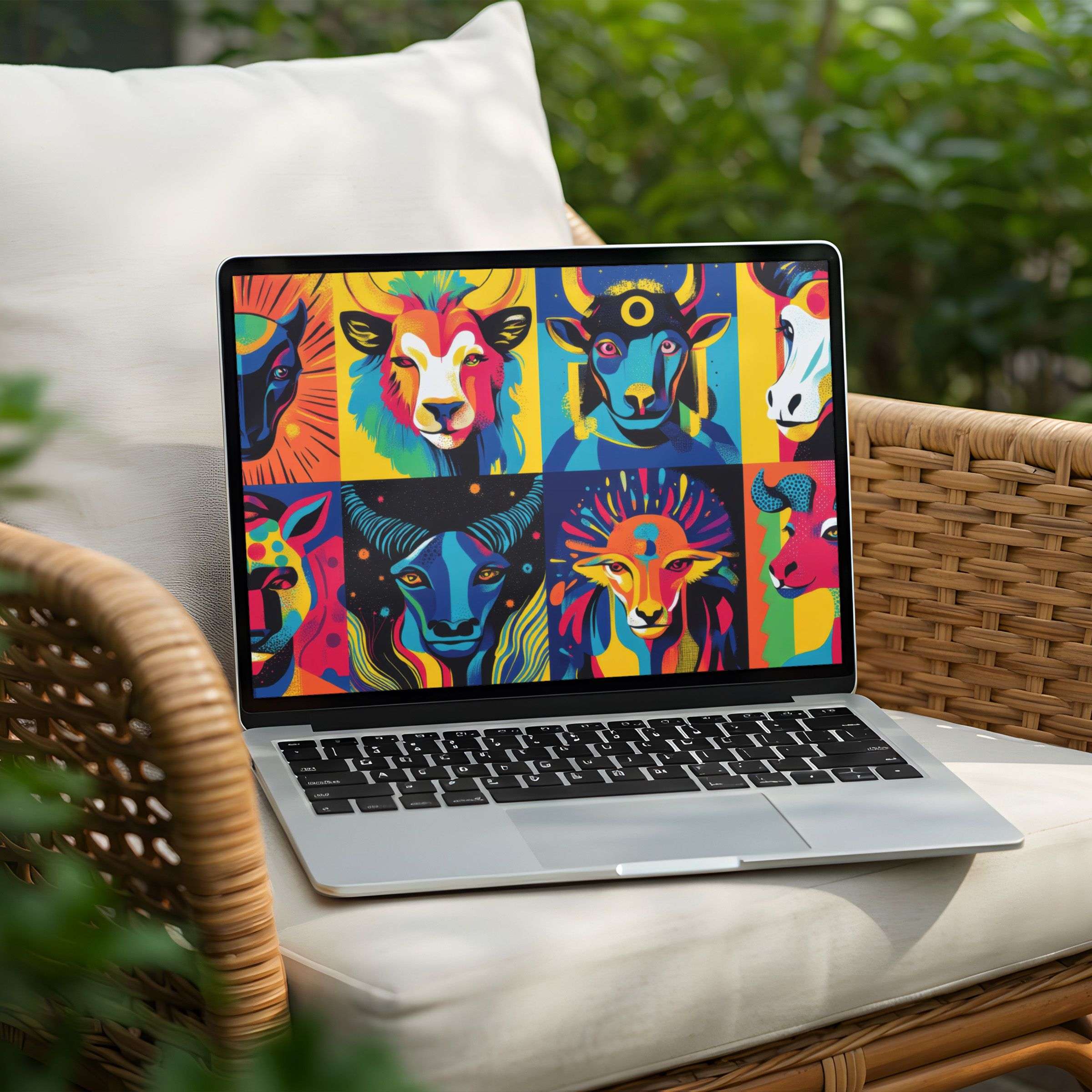Vibrant animal art desktop background for PC and Laptop instant download offers calm elegance and mindful inspiration