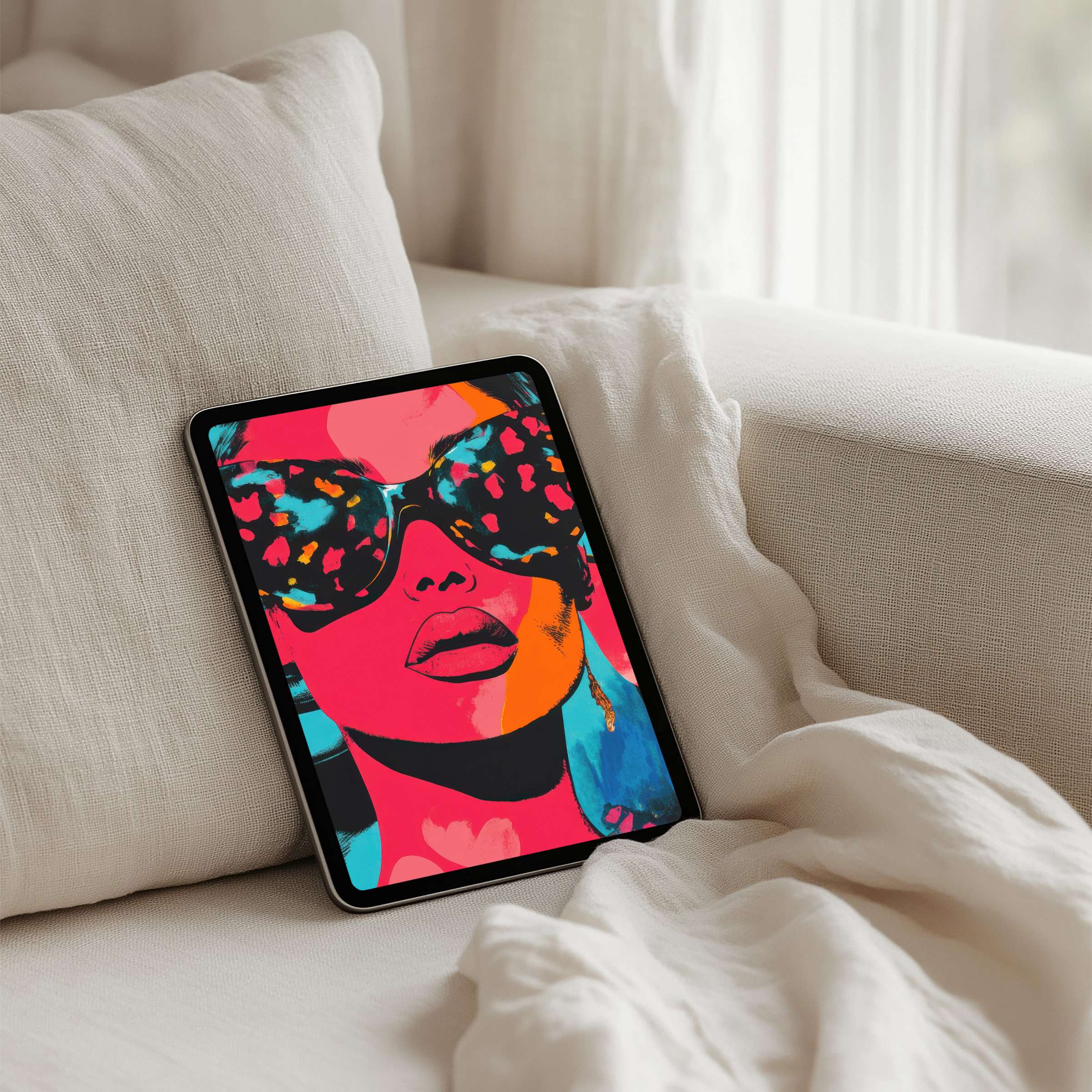 Vibrant pop art iPad background inspires mindfulness and elegance, perfect for instant download on any tablet or device