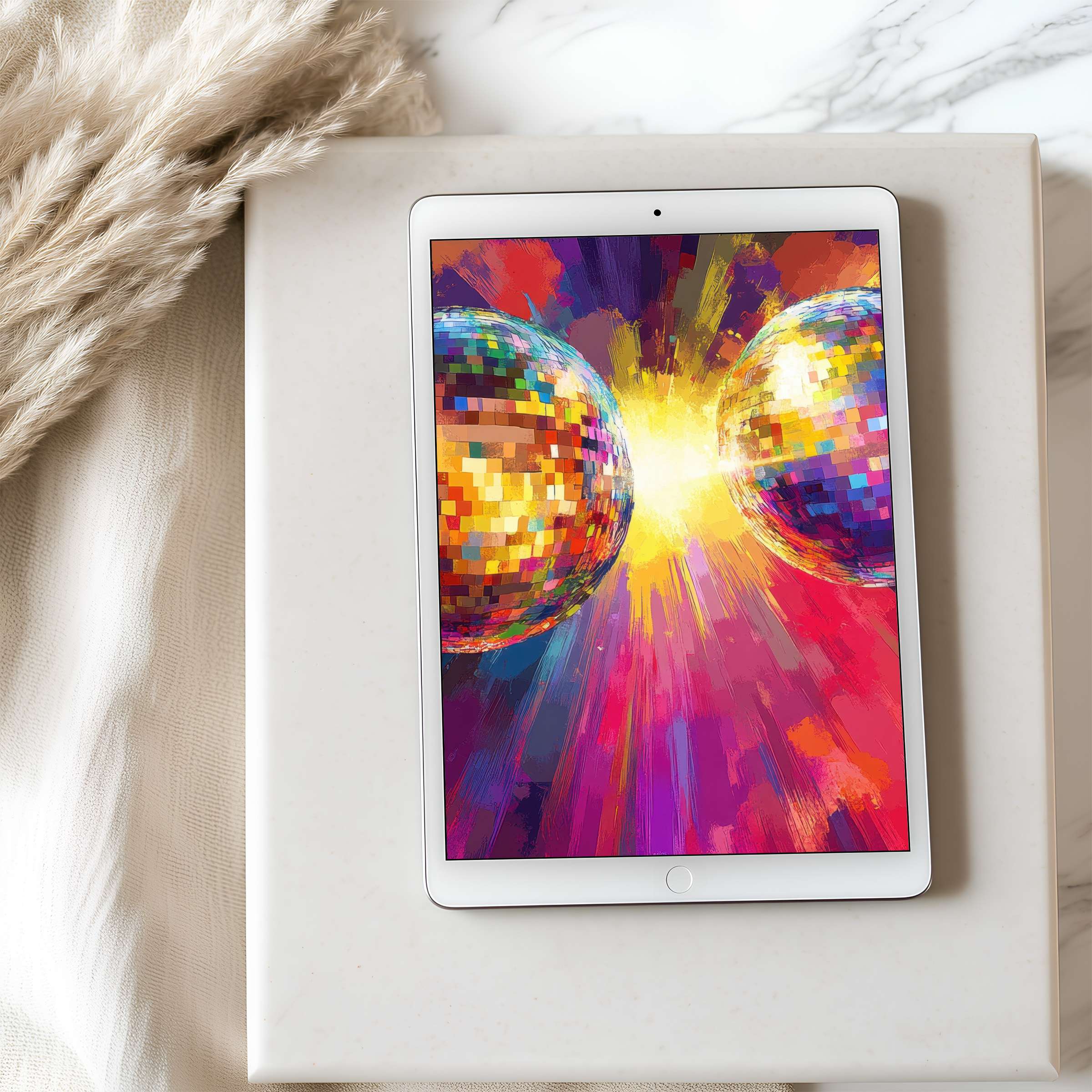 Bright abstract spheres burst with color on this high-resolution tablet wallpaper, perfect for tranquil iPad or Android use