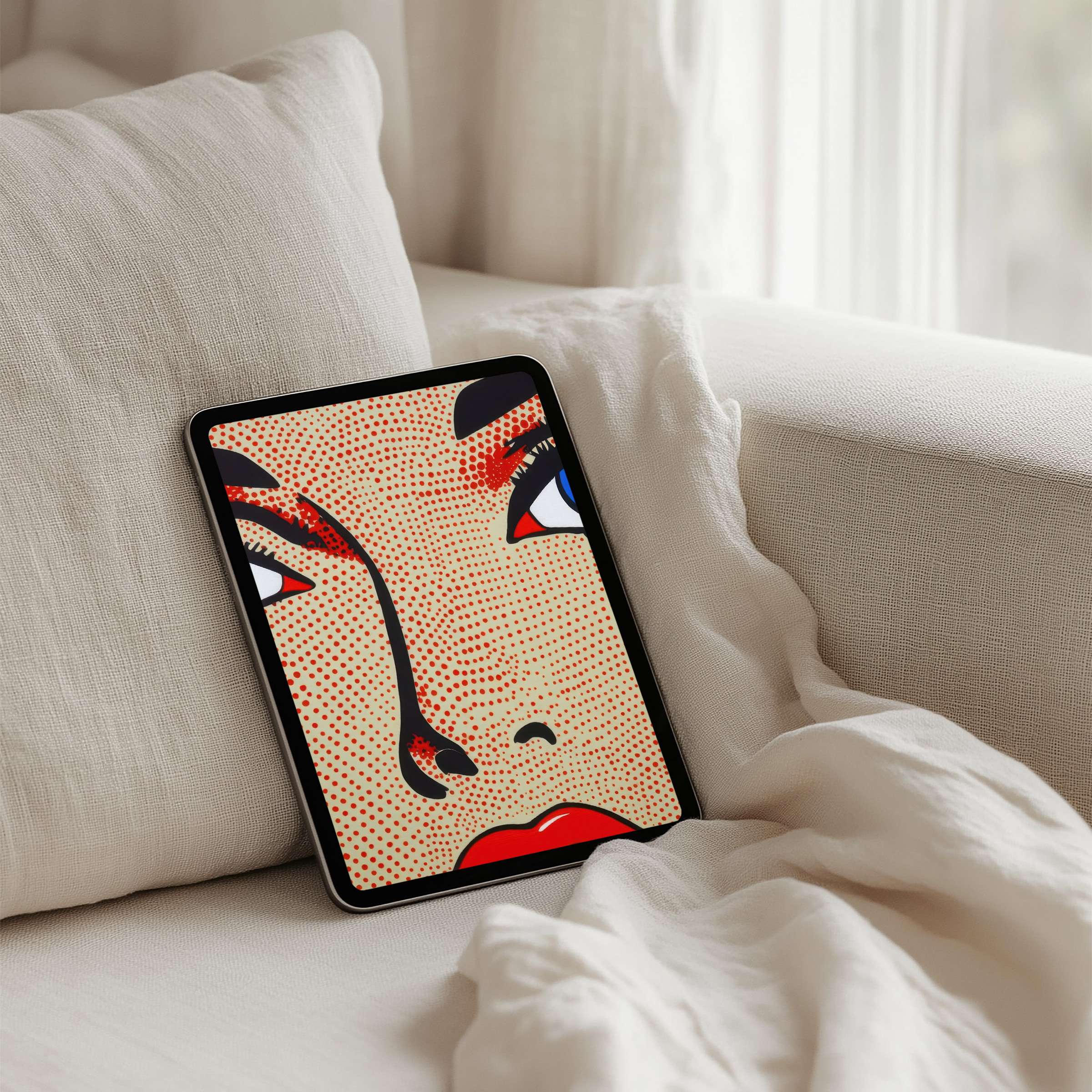 Vibrant pop art iPad background enhances mindfulness and elegance in your space fits Android tablets with instant download
