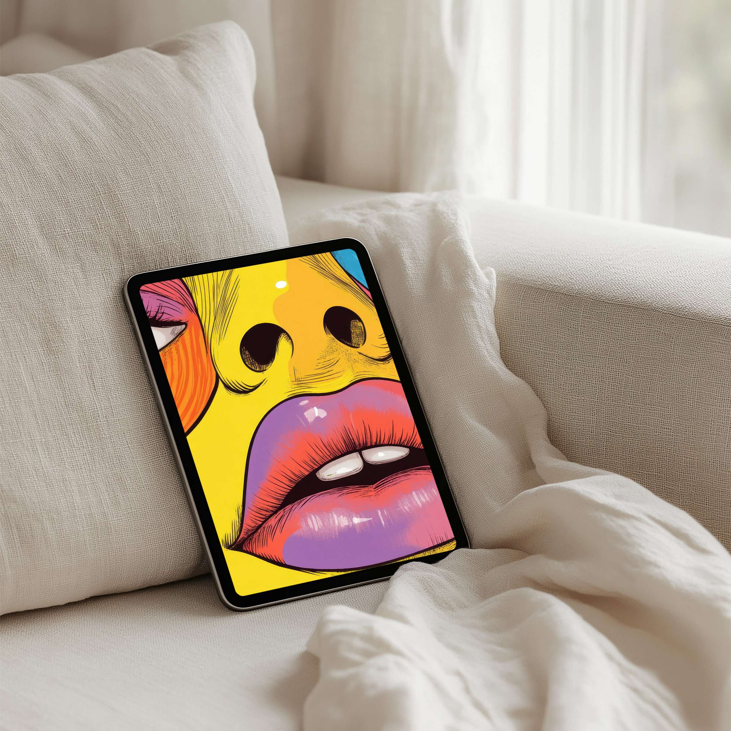 Vibrant abstract art iPad background for instant download, fitting all tablet models and evoking elegance and mindful inspiration