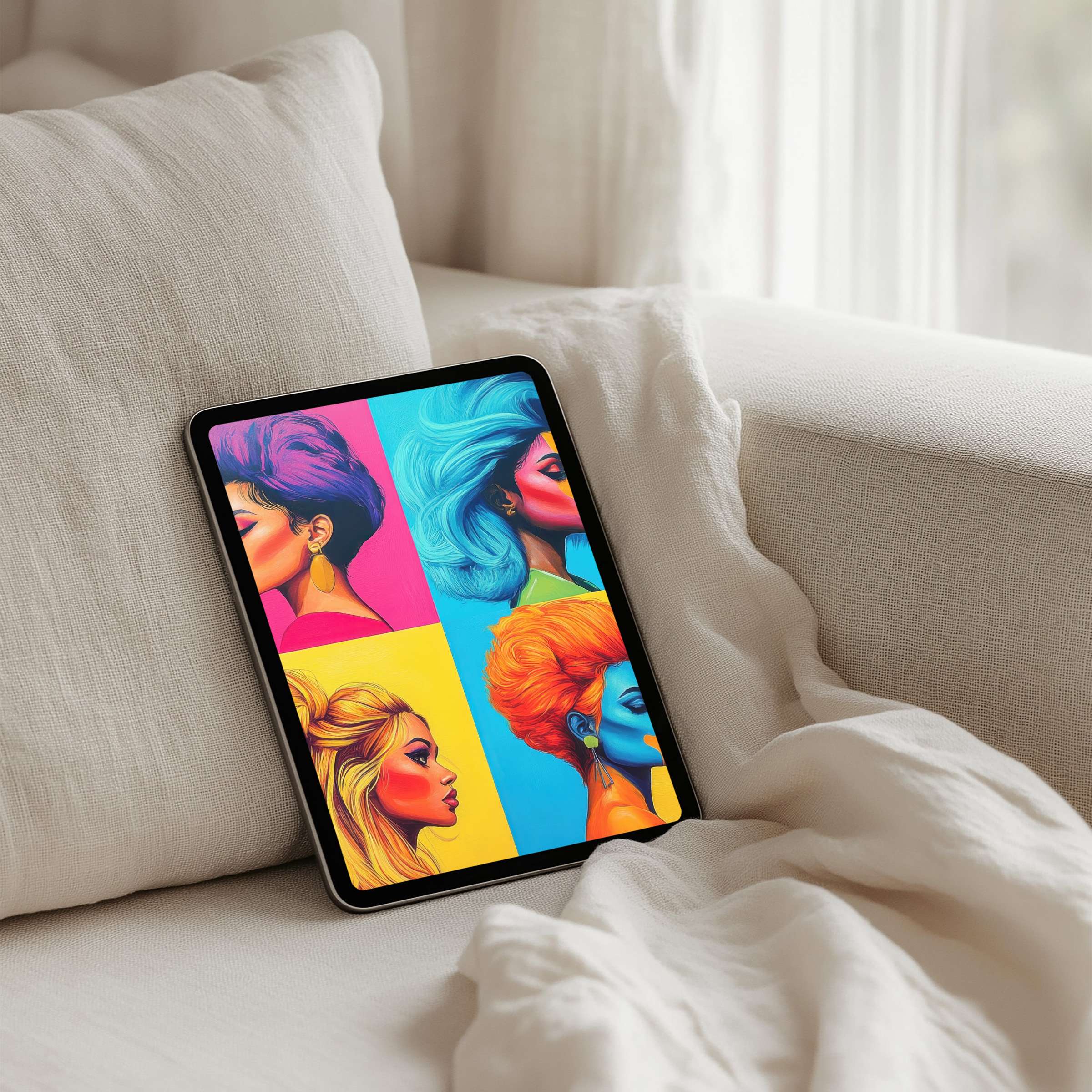 Vibrant artistic iPad background offering instant download for tablets inspires elegance and calm in modern minimalist spaces