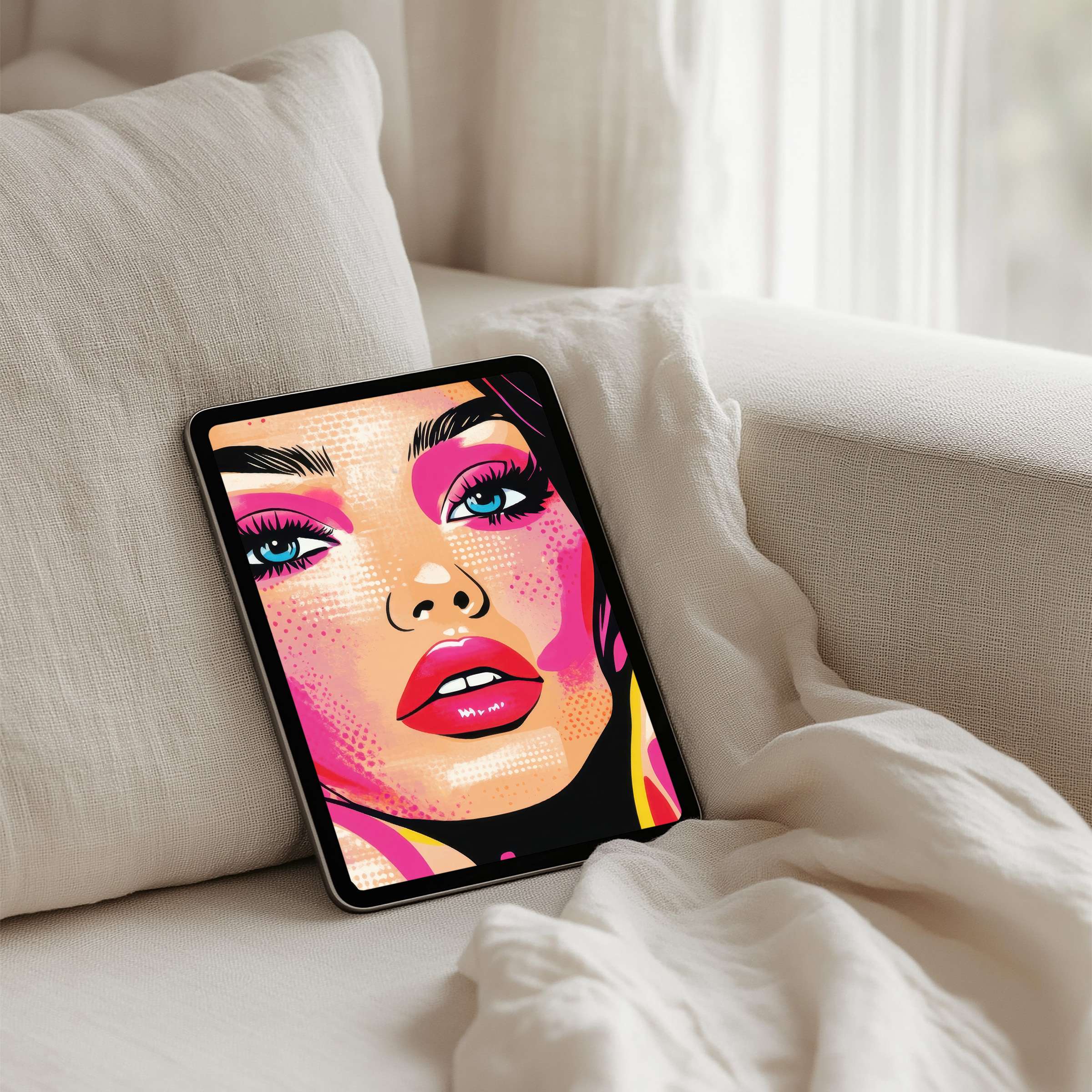 Vibrant pop art iPad background for instant download on tablets enhancing elegance and mindfulness in any design-conscious space