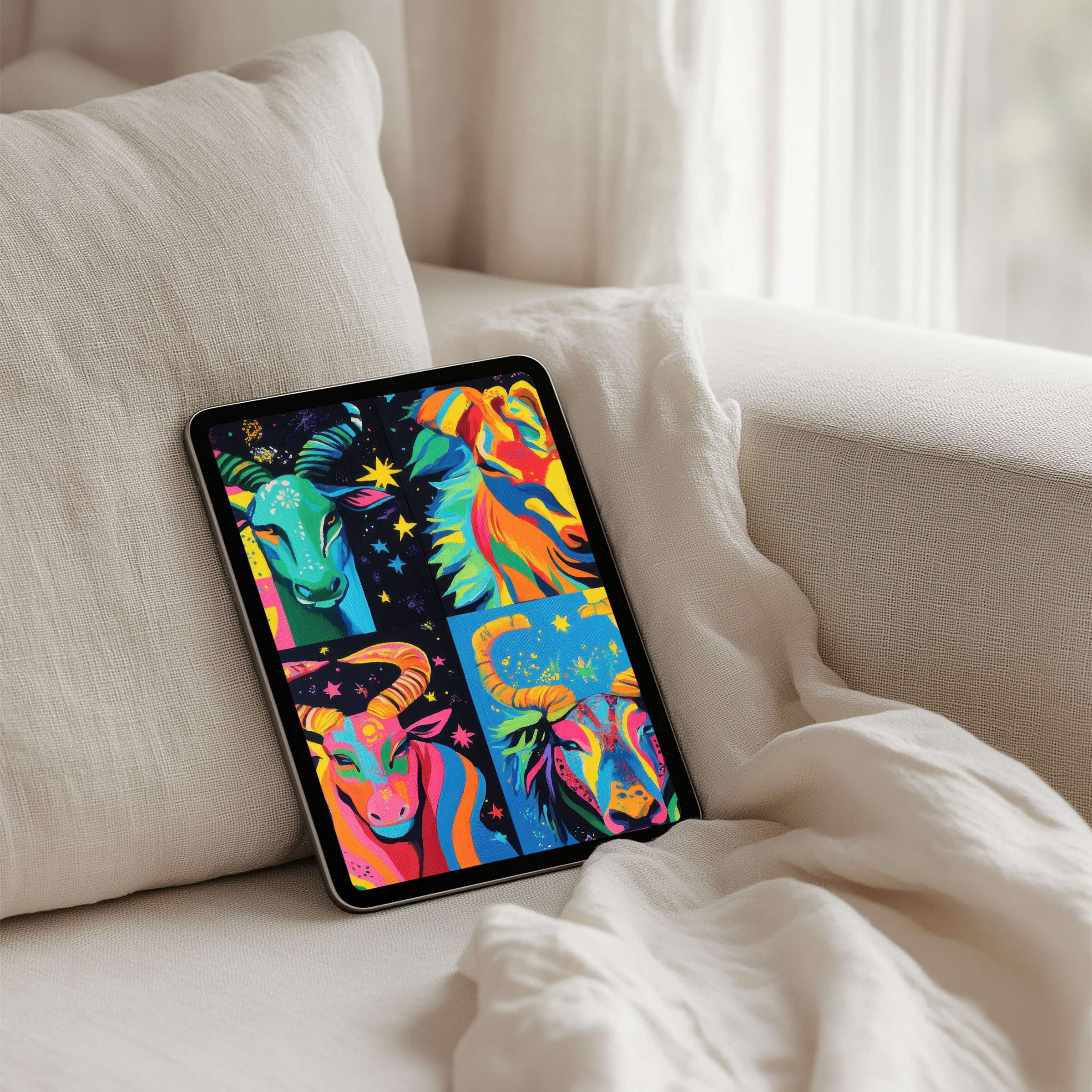 Vibrant animal art iPad background for instant download brings calm elegance to any tablet setting with mindfulness inspiration