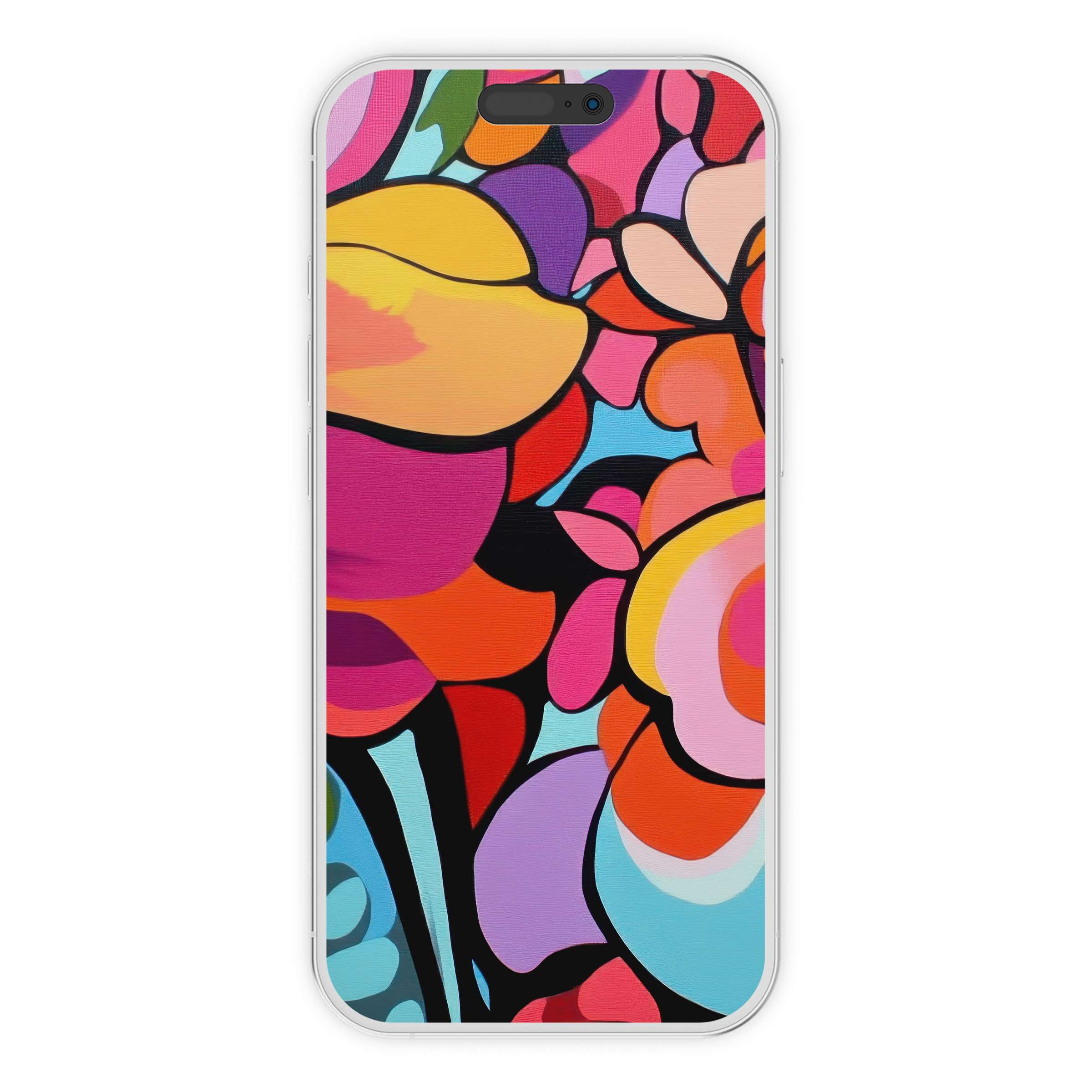 Vibrant pop art iPhone wallpaper with bold floral design brings artistic flair to your phone background digital download available