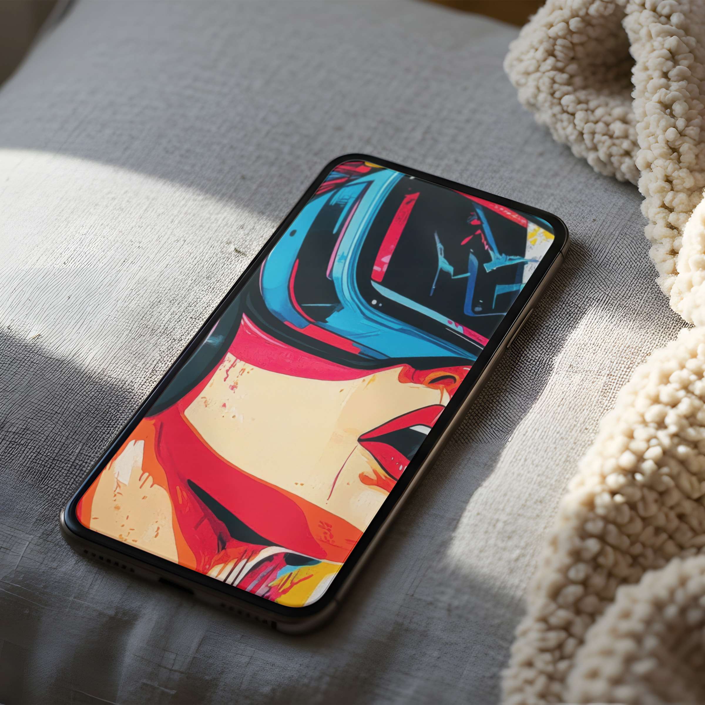 Vibrant and modern digital art phone wallpaper for iPhone and Android, high resolution download for serene, stylish living spaces
