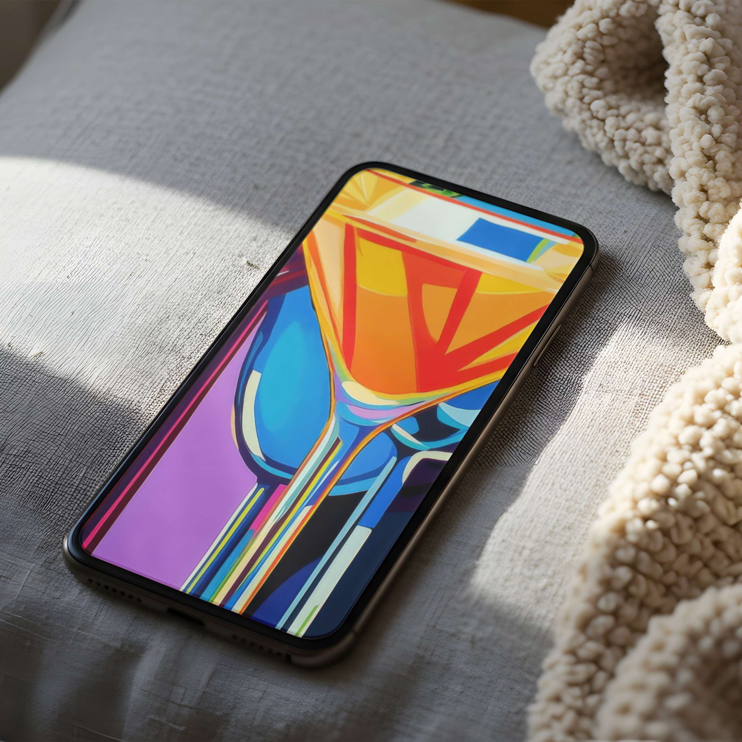 Vibrant abstract phone wallpaper in high resolution, perfect for iPhone and Android phones, offering serene digital art for download