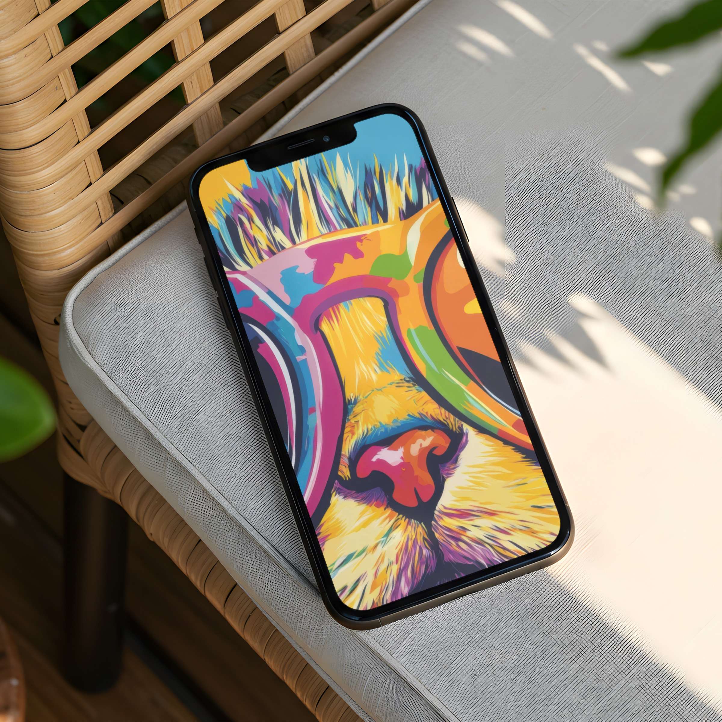 Colorful abstract animal art iPhone background for instant download invites calm sophistication to your phone with bold inspiration