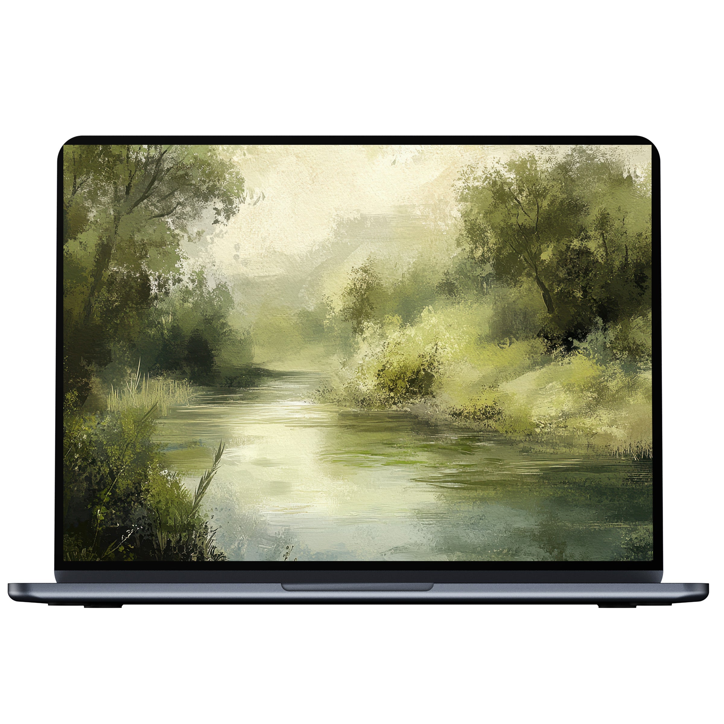 Elegant spring desktop wallpaper digital download captures serene green landscape for PC, laptop, and Mac inspiring calm and mindfulness