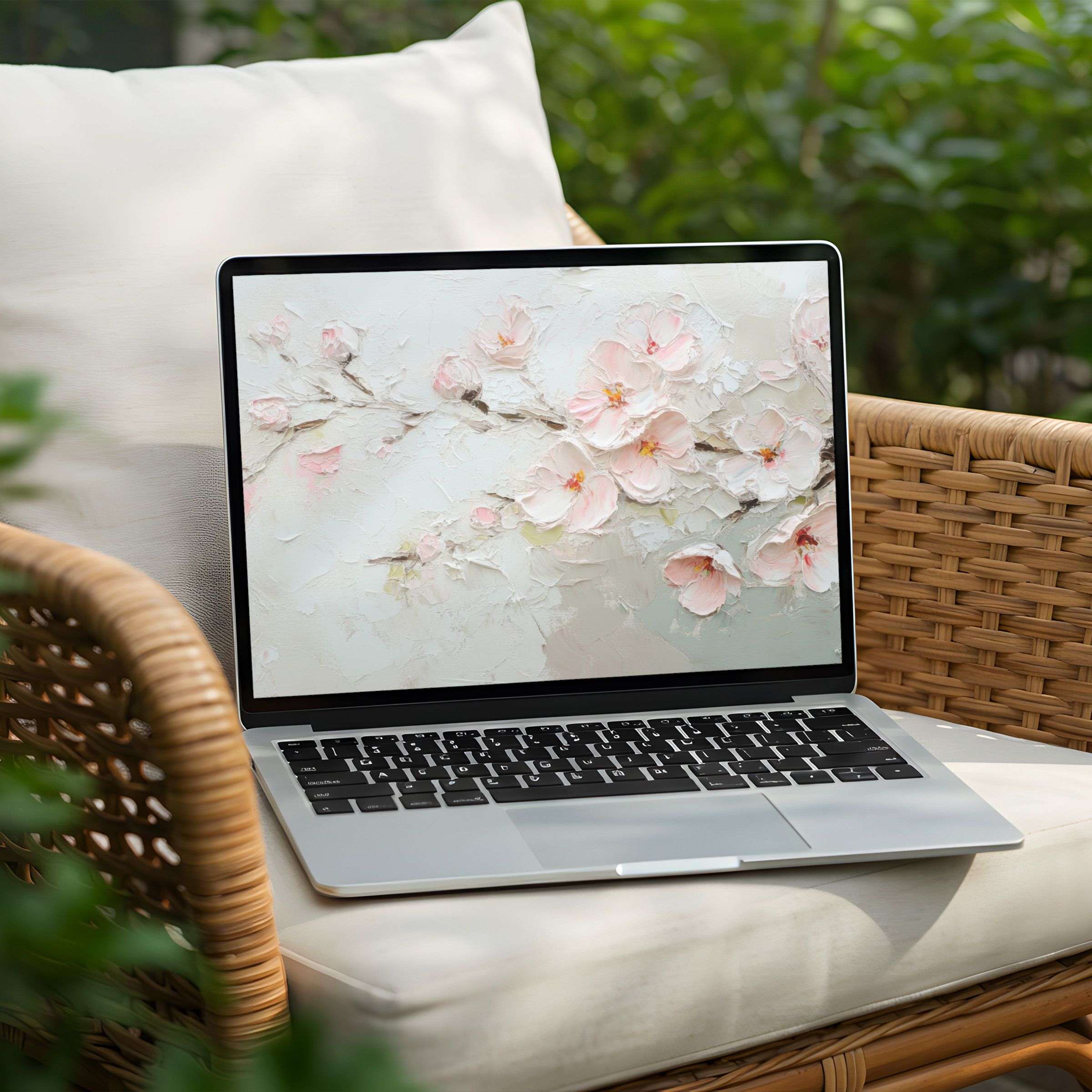 Elegant cherry blossom desktop background for instant download on PC or Laptop inspires calm and mindfulness in your space