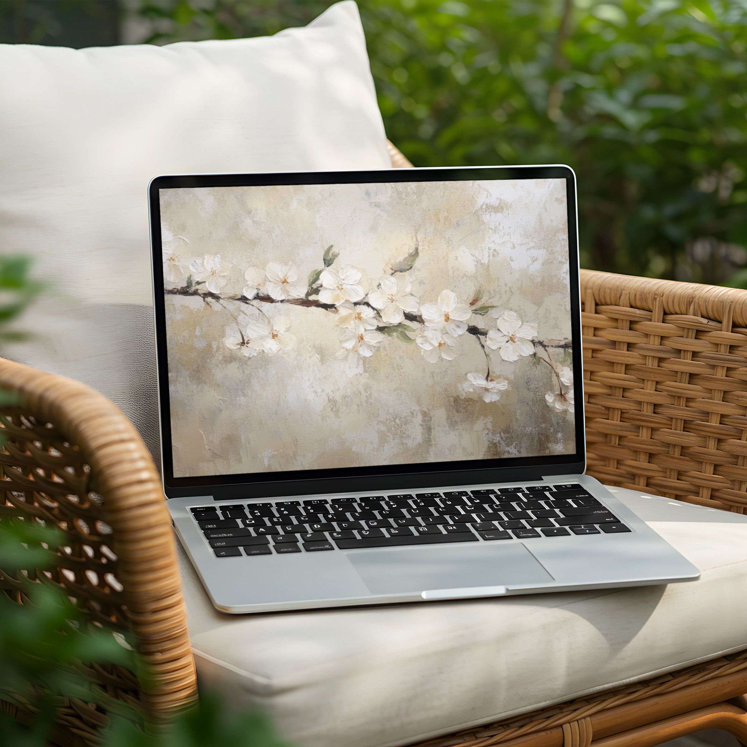 Elegant floral desktop background for PC or Laptop, offering an instant download to inspire calm and mindfulness in your workspace