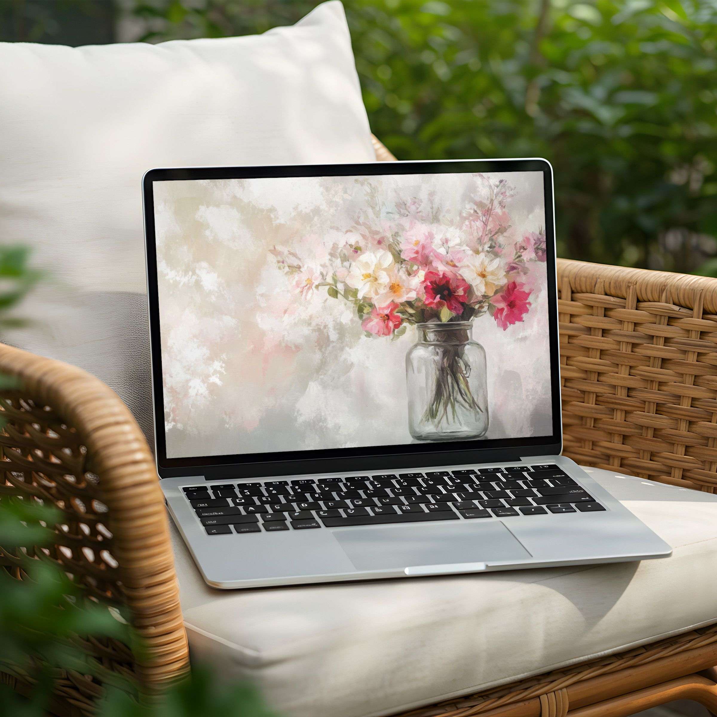 Elegant floral desktop background for PC and Laptop instant download evokes calm and inspiration in any digital space