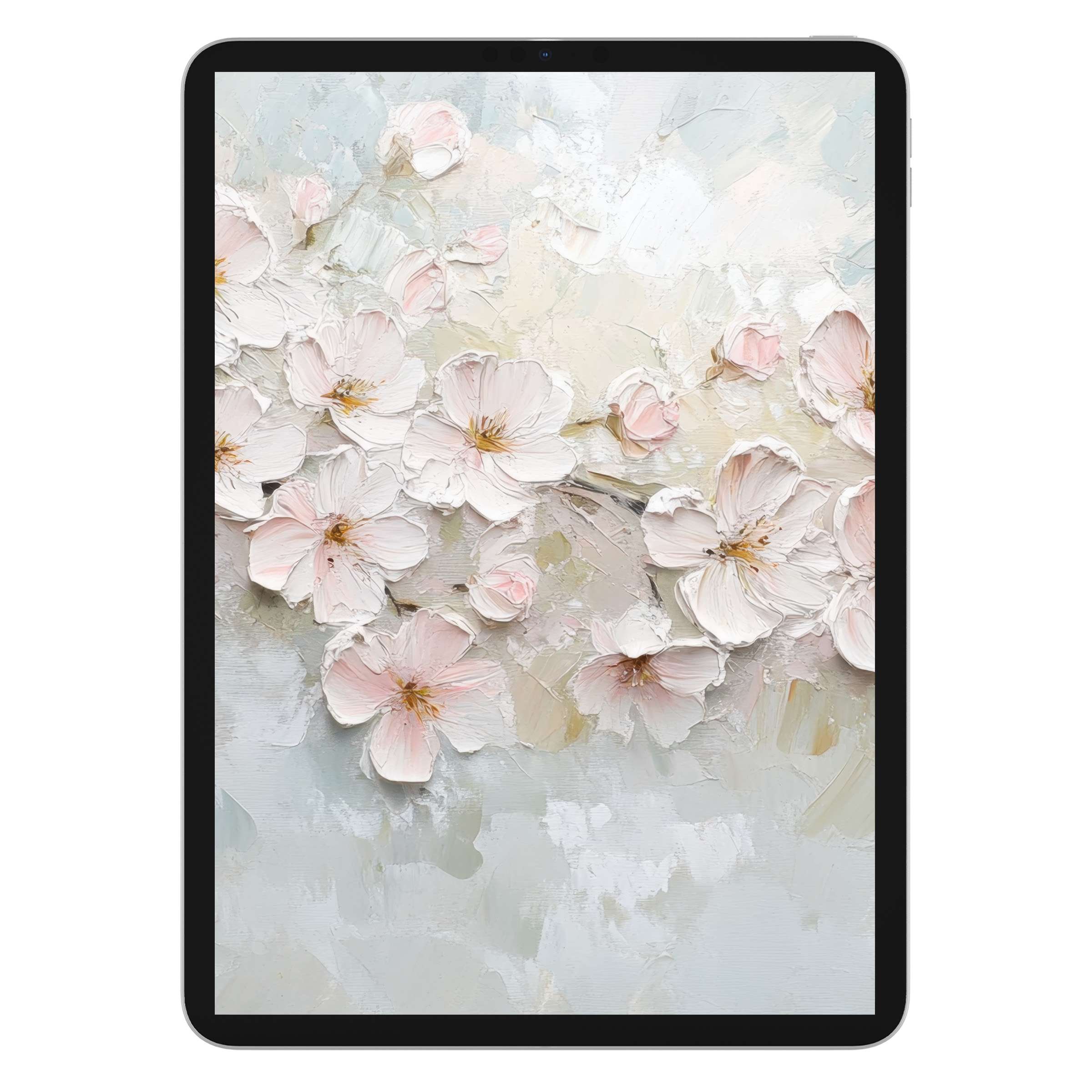 Elegant spring iPad wallpaper with pastel blossoms offers a serene digital download background for tablet users seeking tranquility